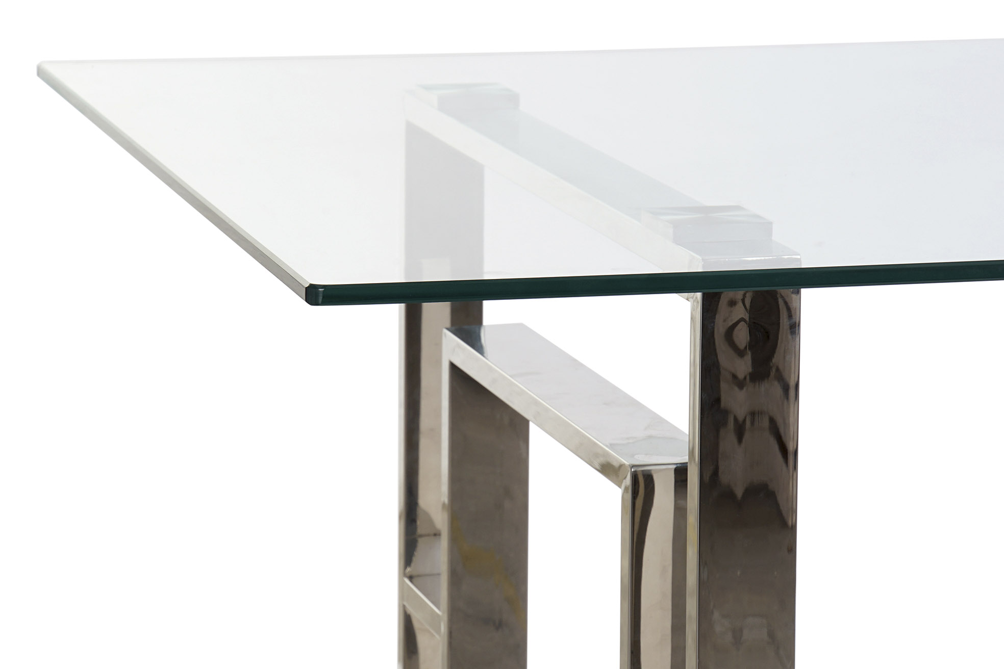 Mesa comedor acero cristal 180x90x75