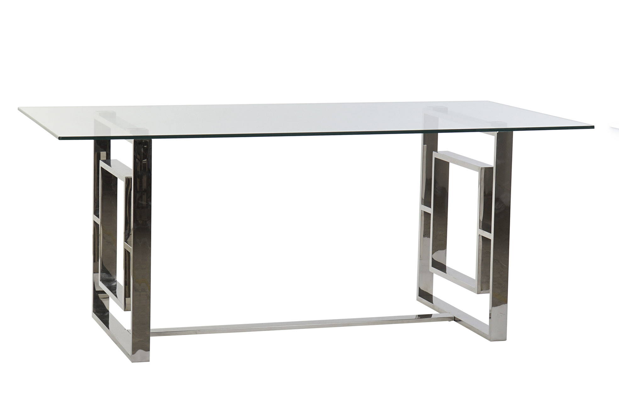 Mesa comedor acero cristal 180x90x75
