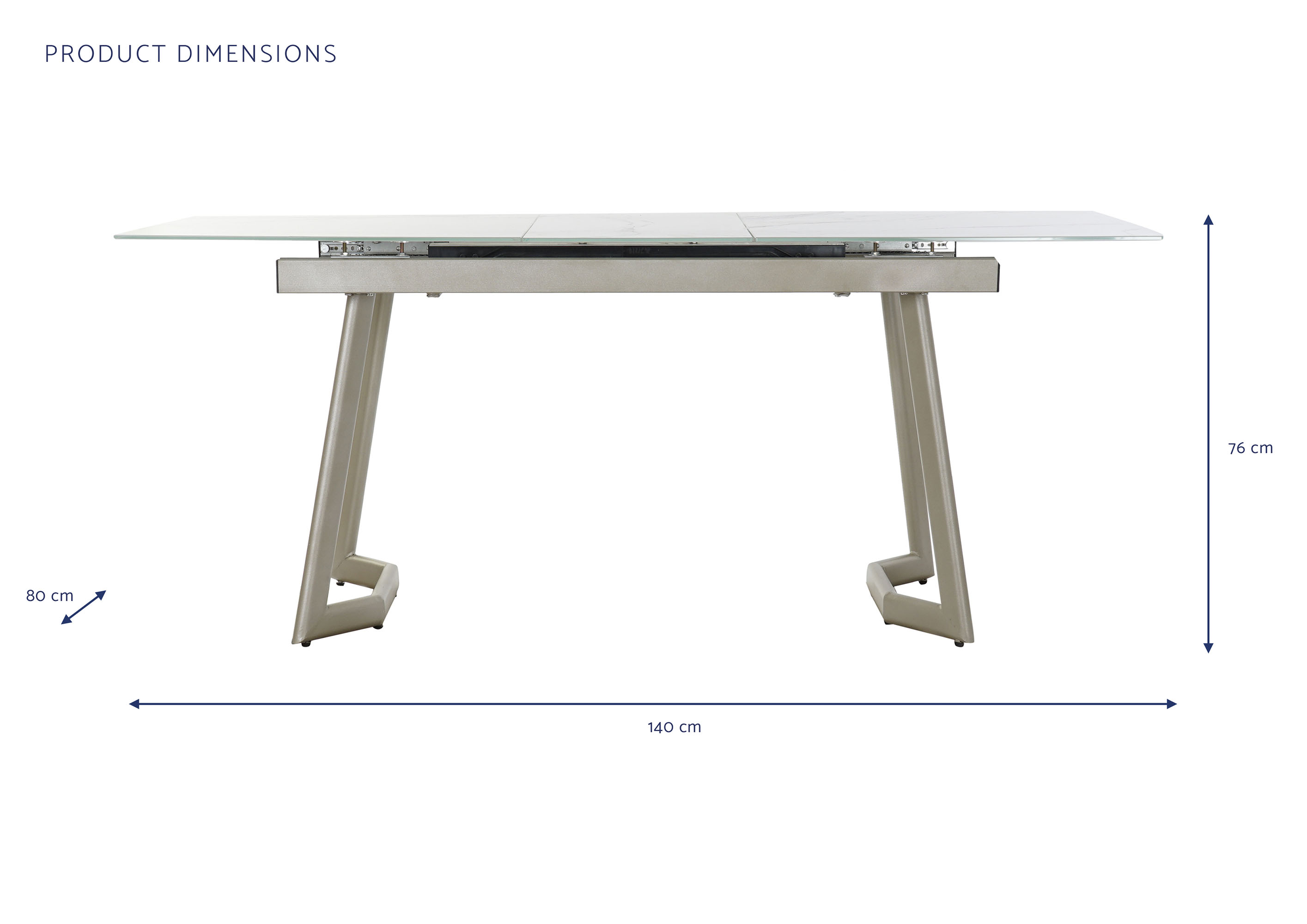 Mesa comedor cristal 140x80x76 180 extensible