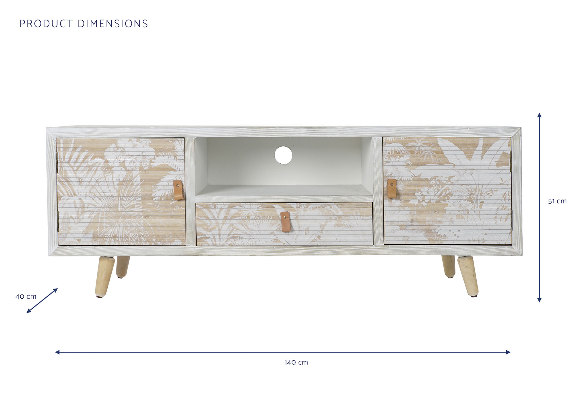 Mueble tv madera bambu 140x40x51 palmeras decape