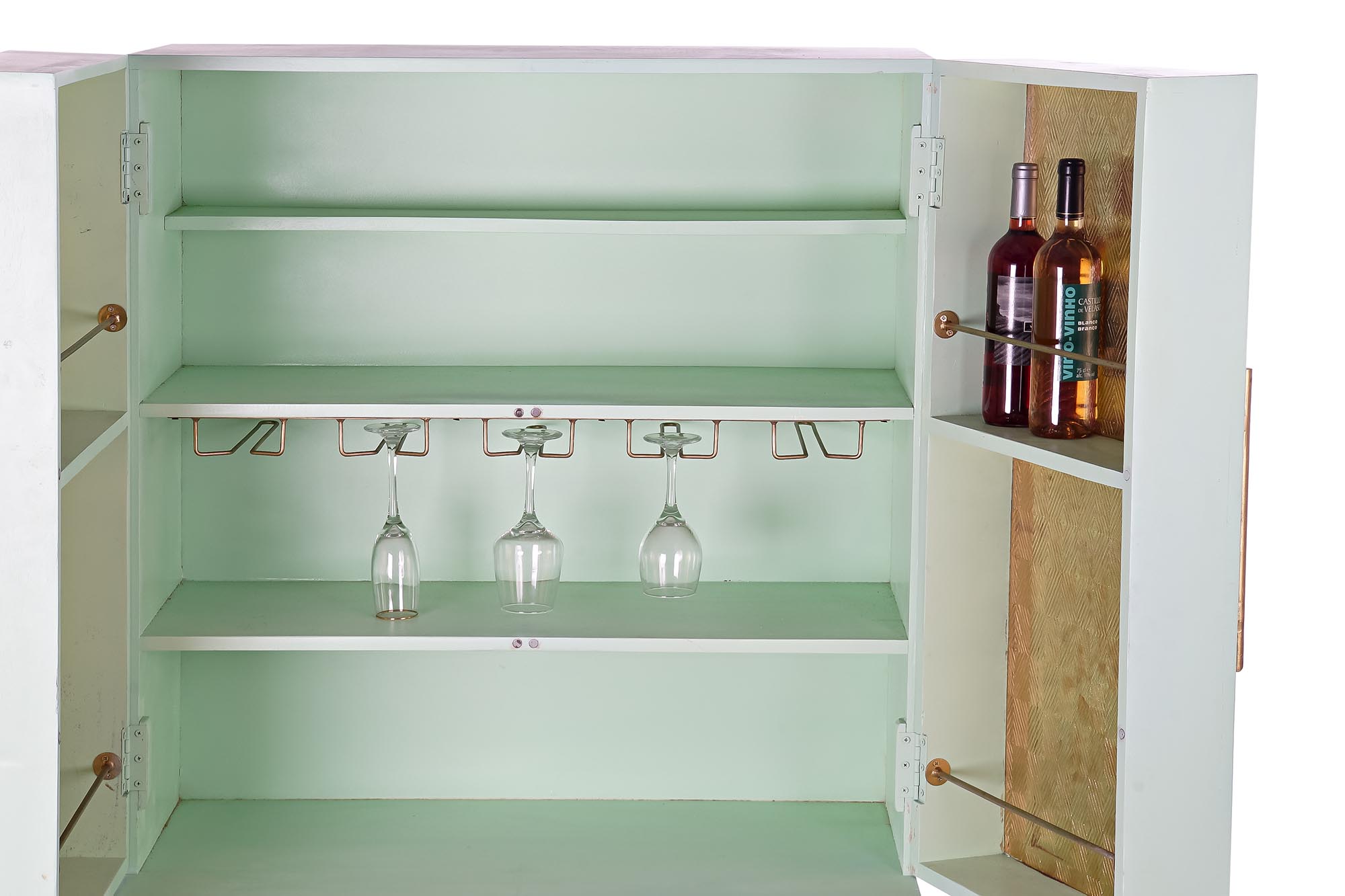 Mueble bar madera metal 90x48x130 turquesa