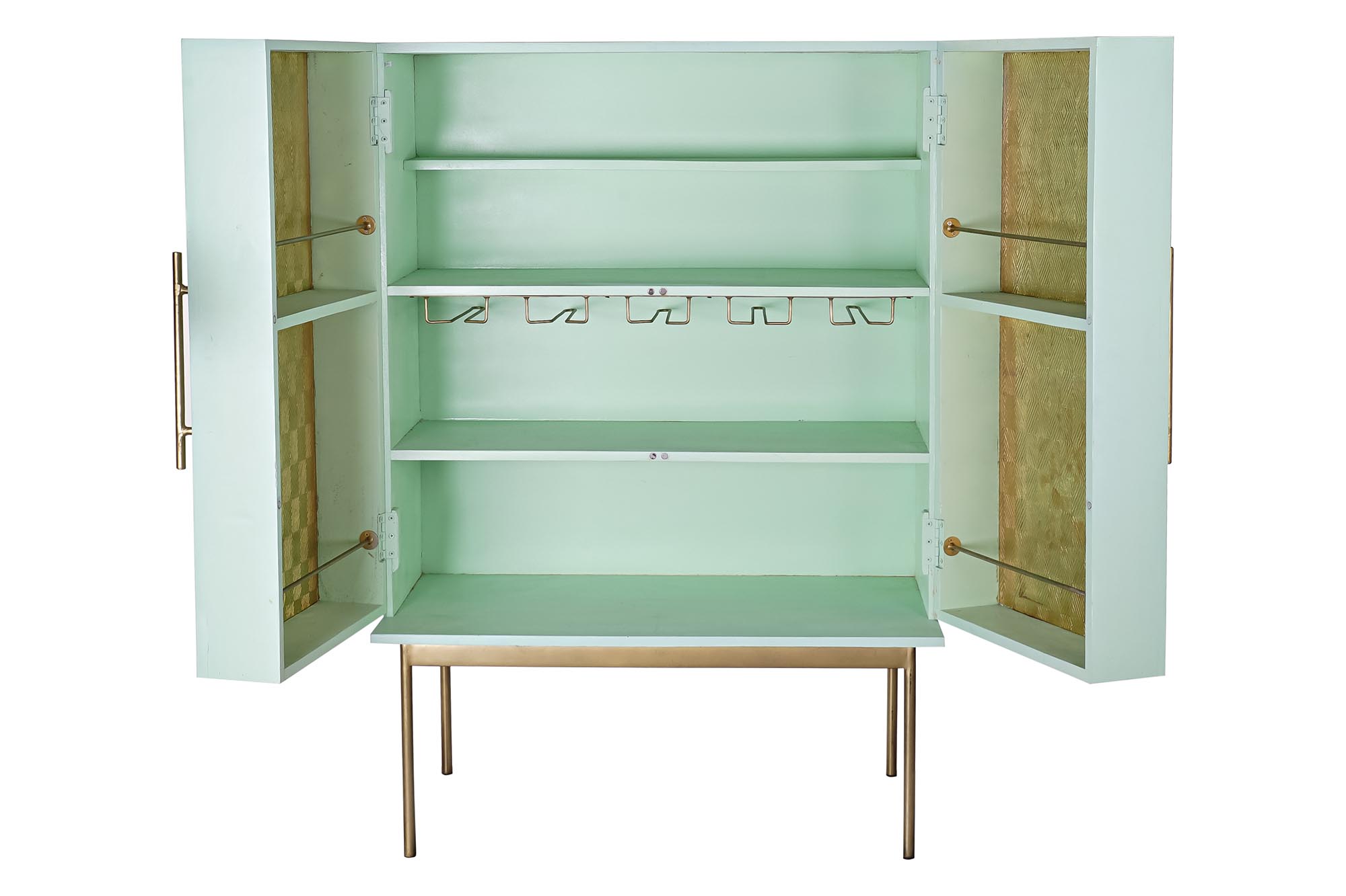 Mueble bar madera metal 90x48x130 turquesa