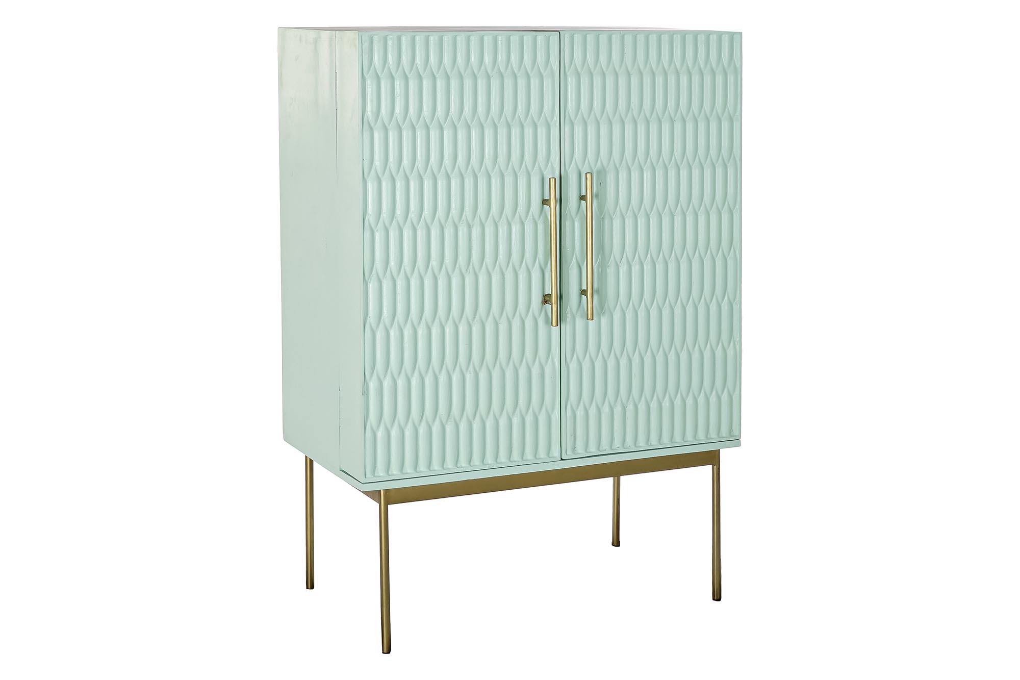 Mueble bar madera metal 90x48x130 turquesa