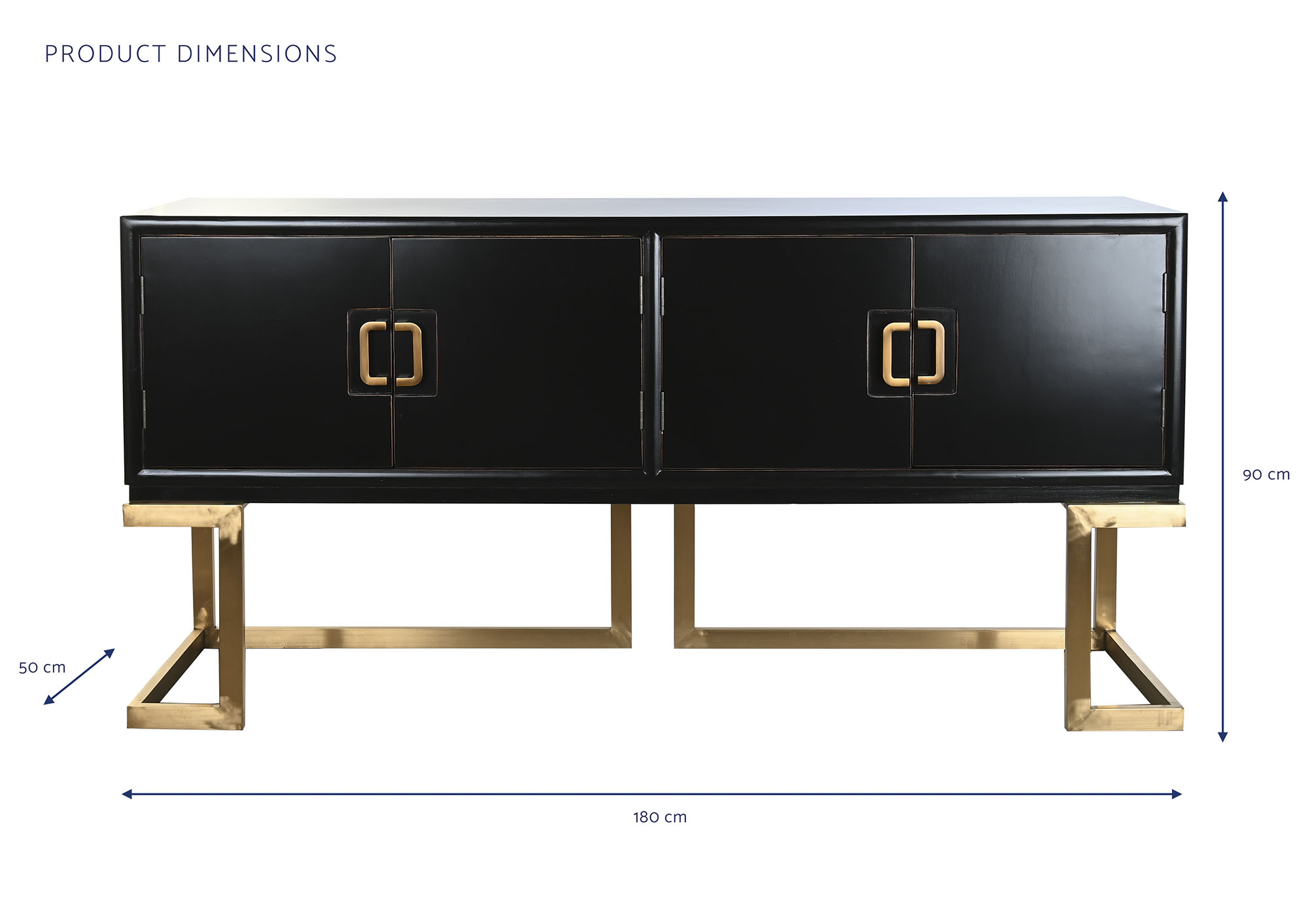 Buffet alamo metal 180x50x90 negro