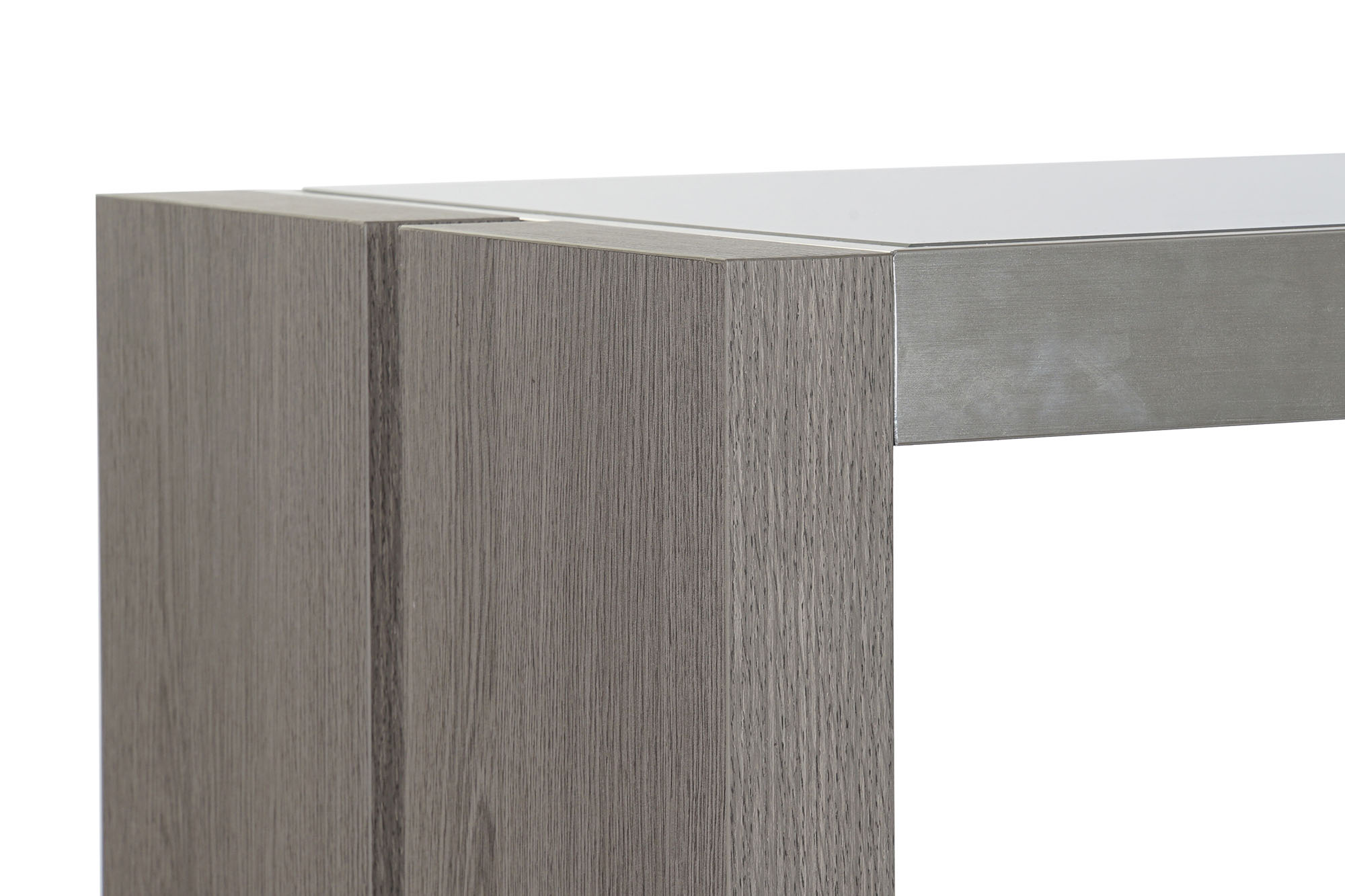 Buffet roble aluminio 165x39x76 cristal gris