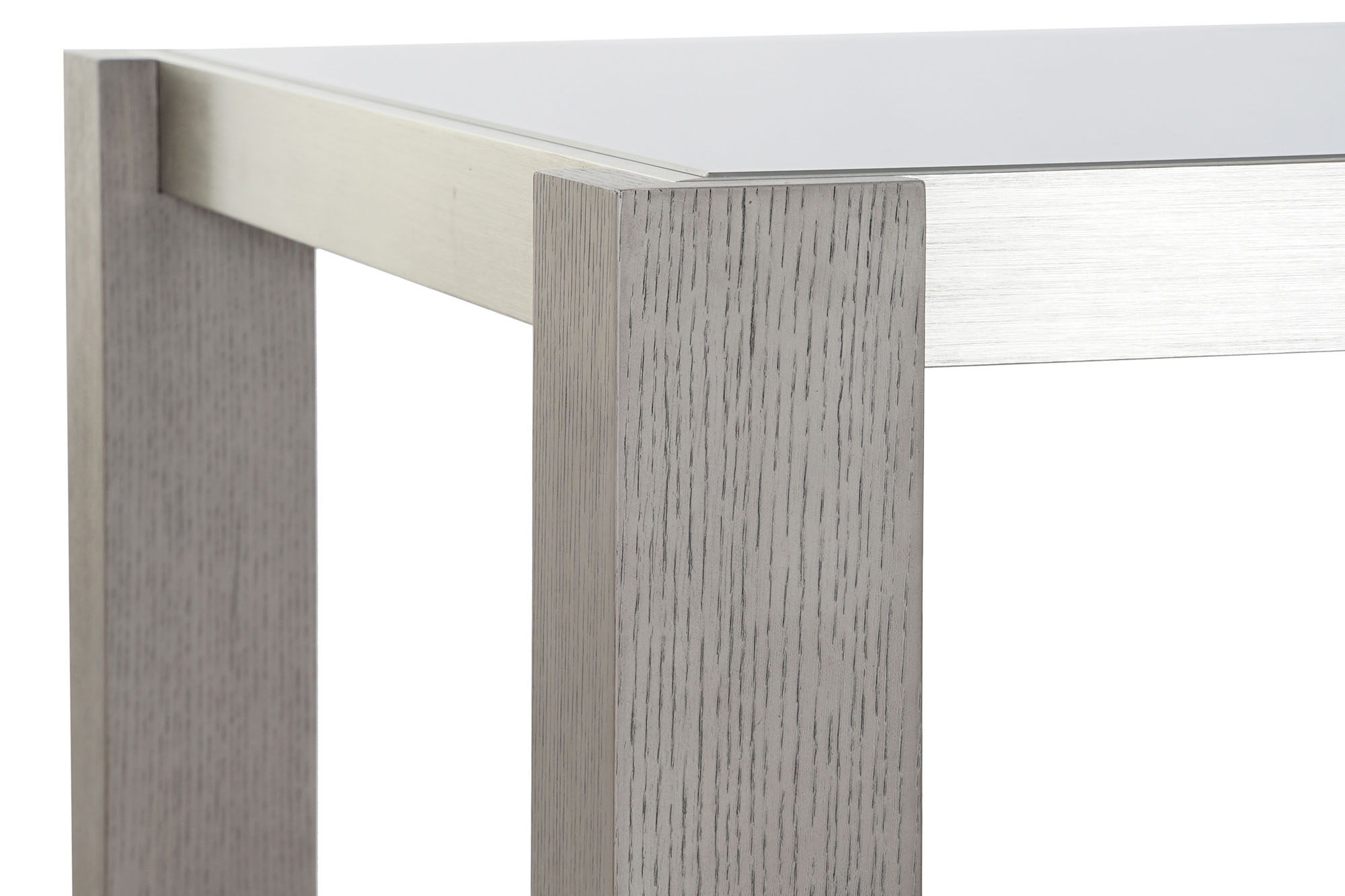 Mesa comedor roble aluminio 162x92x74 cristal gris