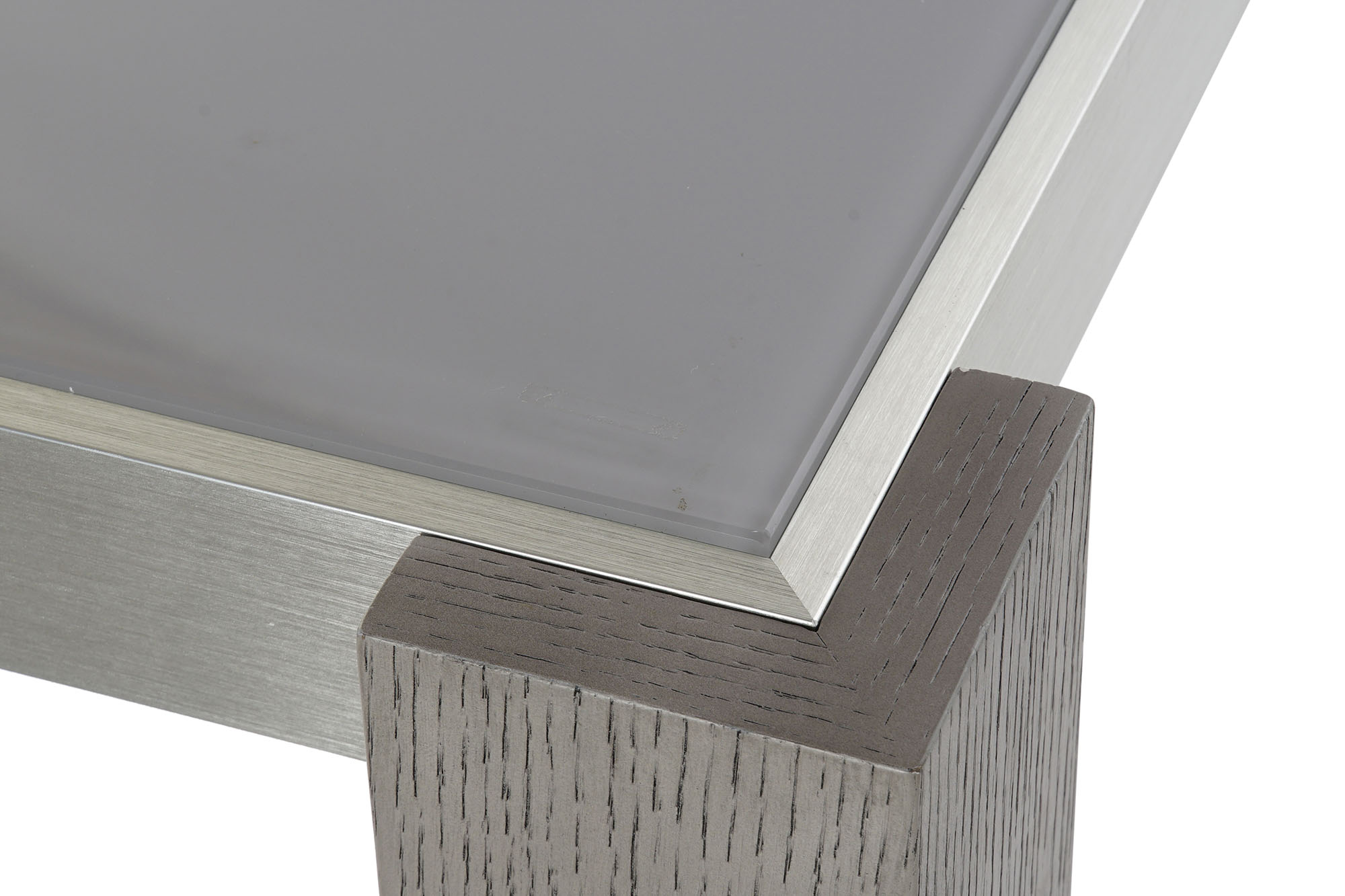 Mesa comedor roble aluminio 162x92x74 cristal gris