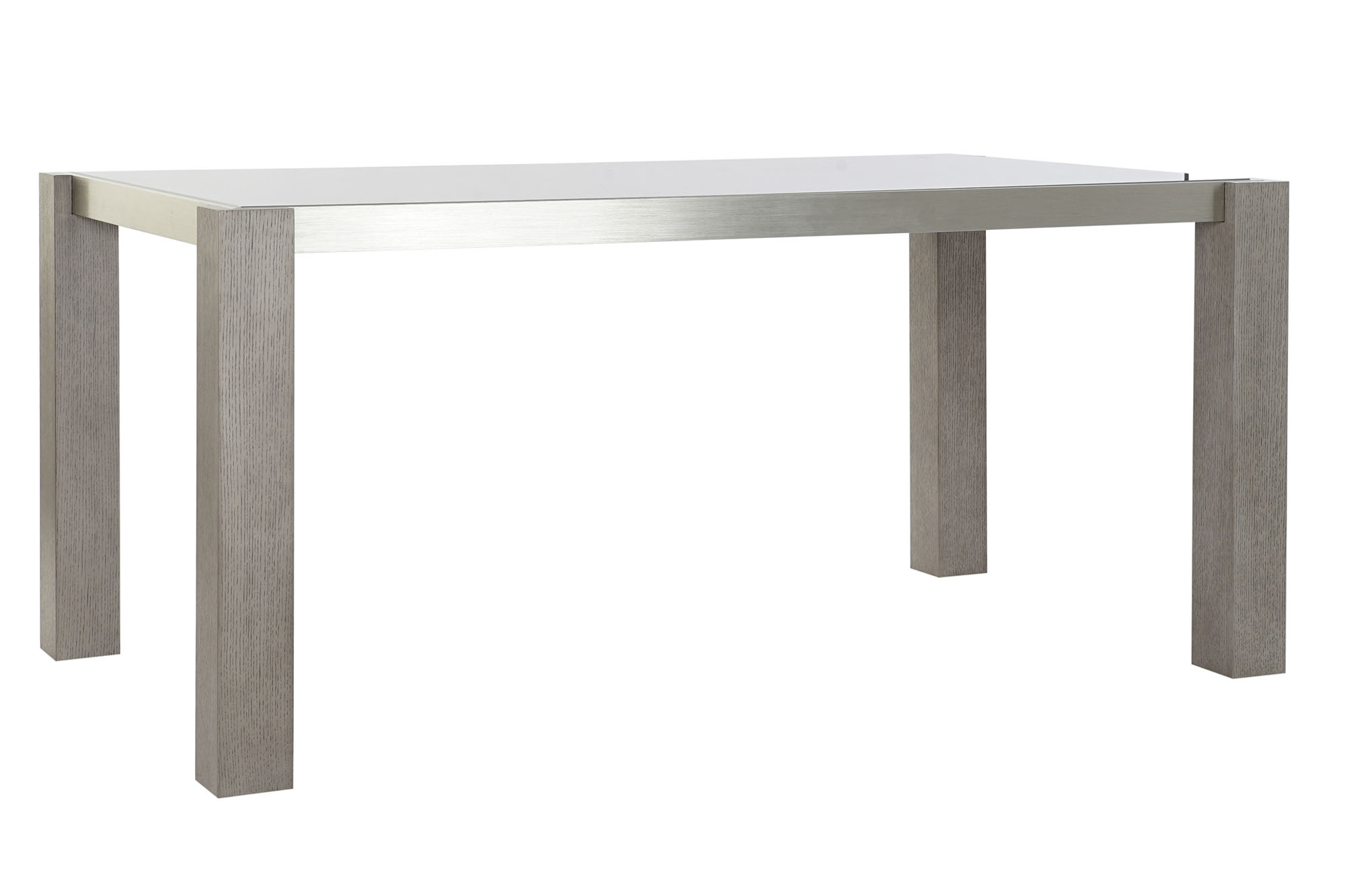 Mesa comedor roble aluminio 162x92x74 cristal gris