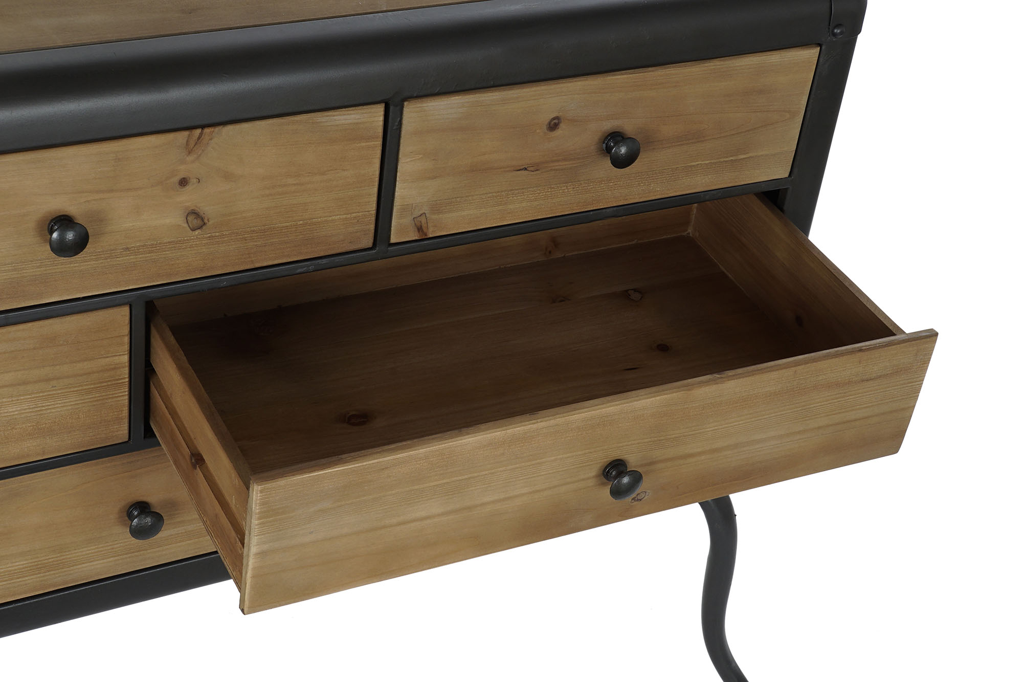 Cajonera abeto metal 129x42x79 natural