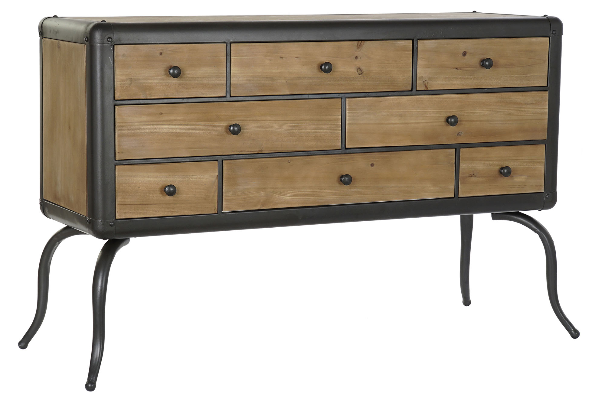 Cajonera abeto metal 129x42x79 natural