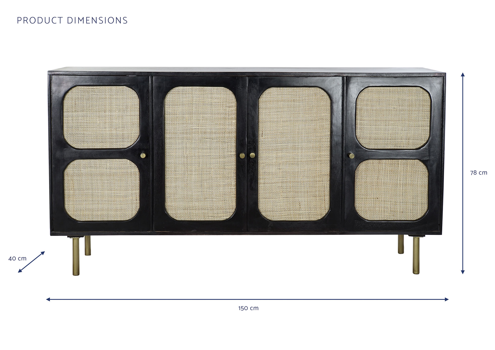 Buffet mango ratan 150x40x78 negro