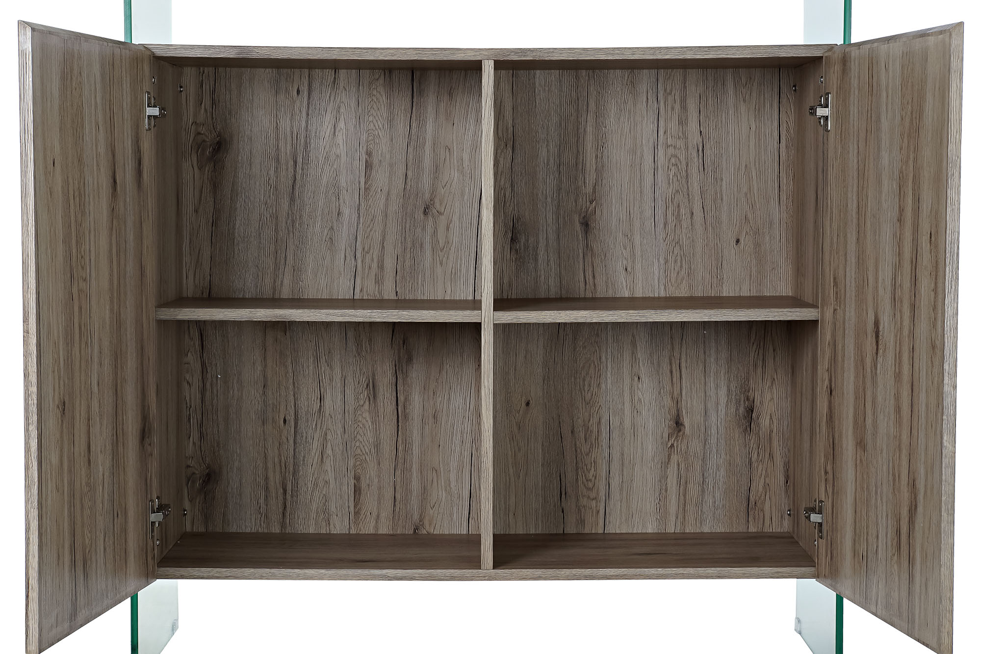 Aparador cristal templado mdf 120x44x120 natural