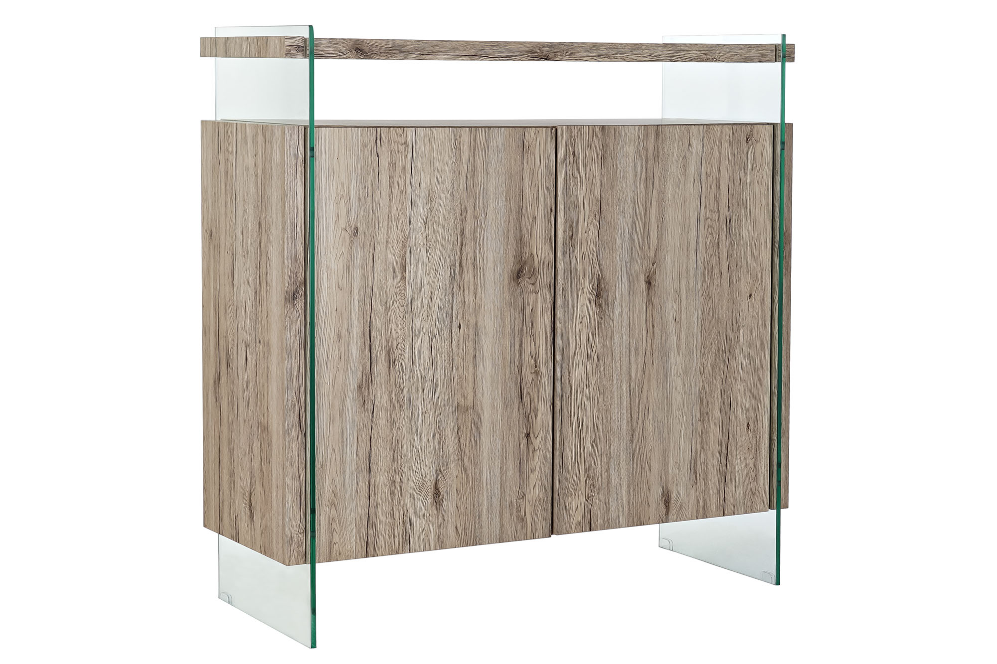 Aparador cristal templado mdf 120x44x120 natural