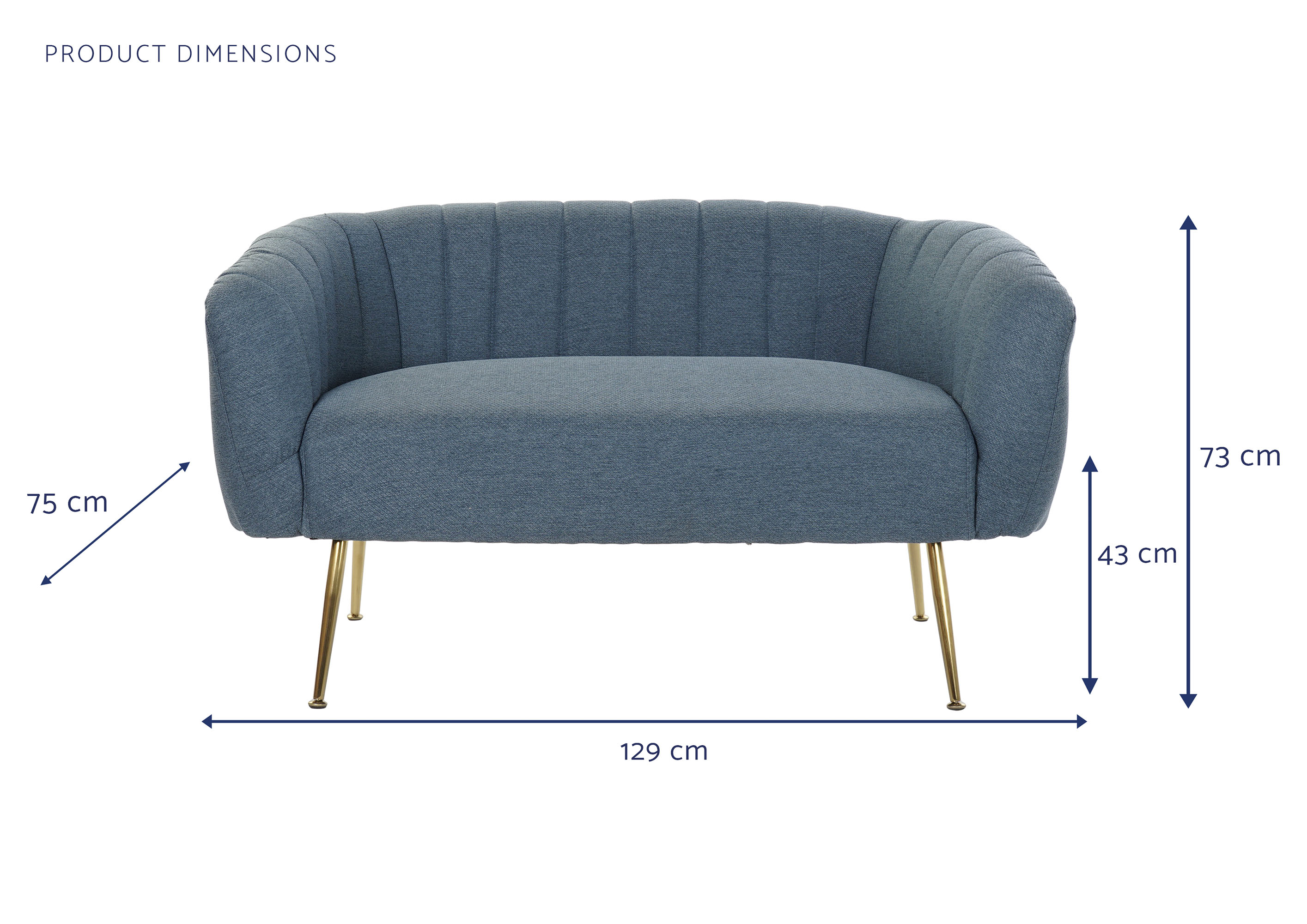 Sofa poliester metal 129x75x73 azul