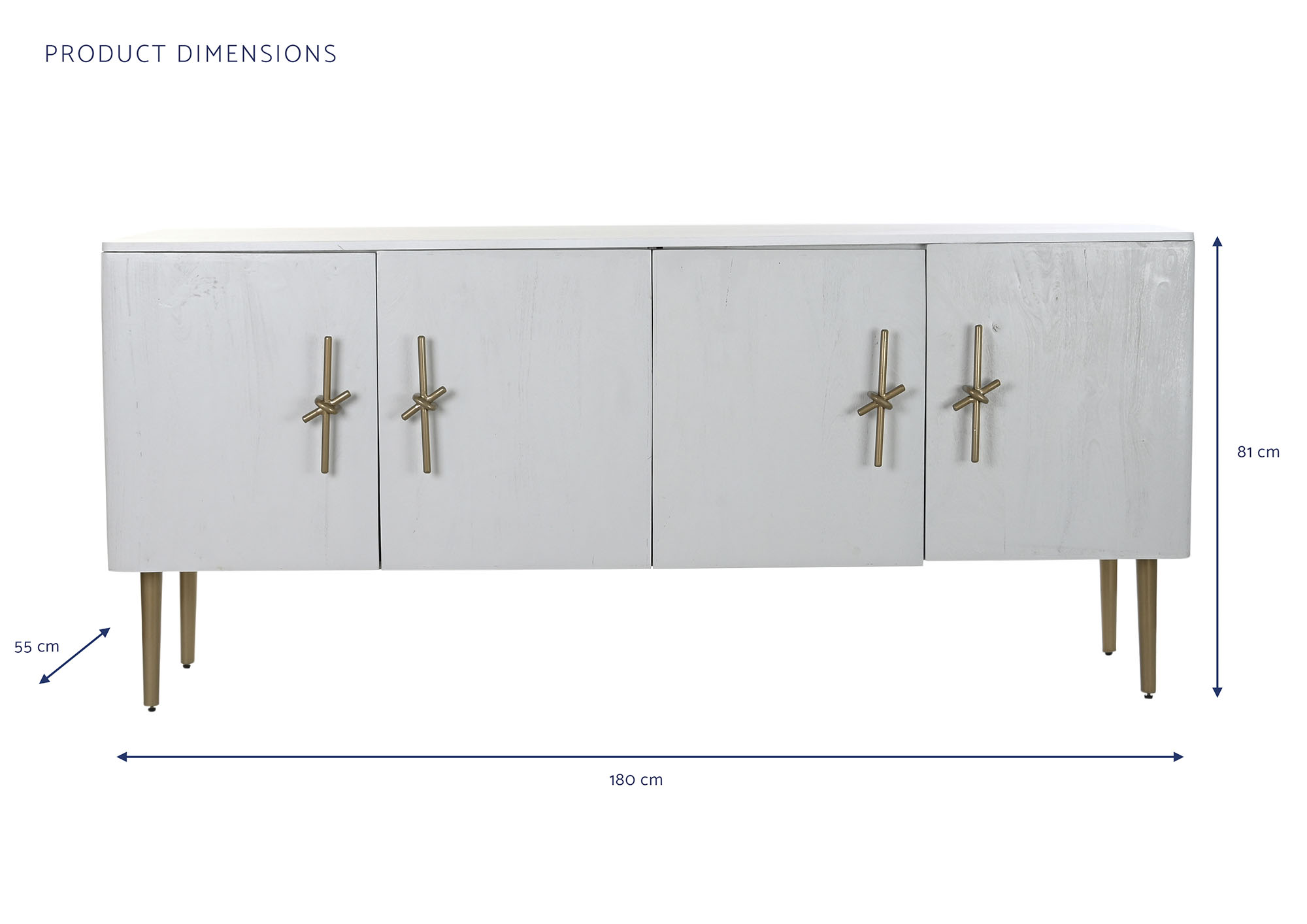 Buffet mango hierro 180x55x81 lazo blanco