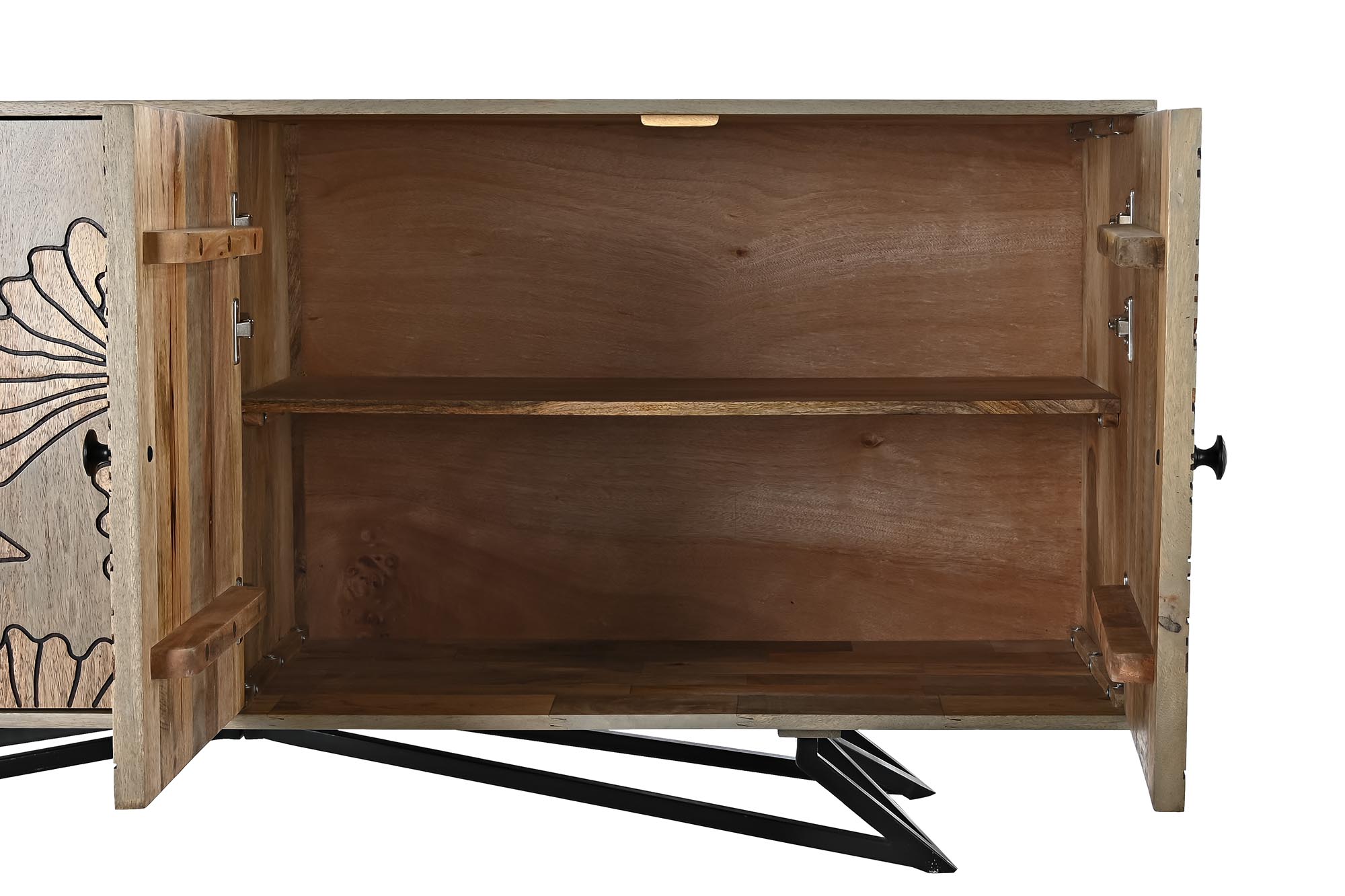 Buffet mango metal 177x45x74 flores gris