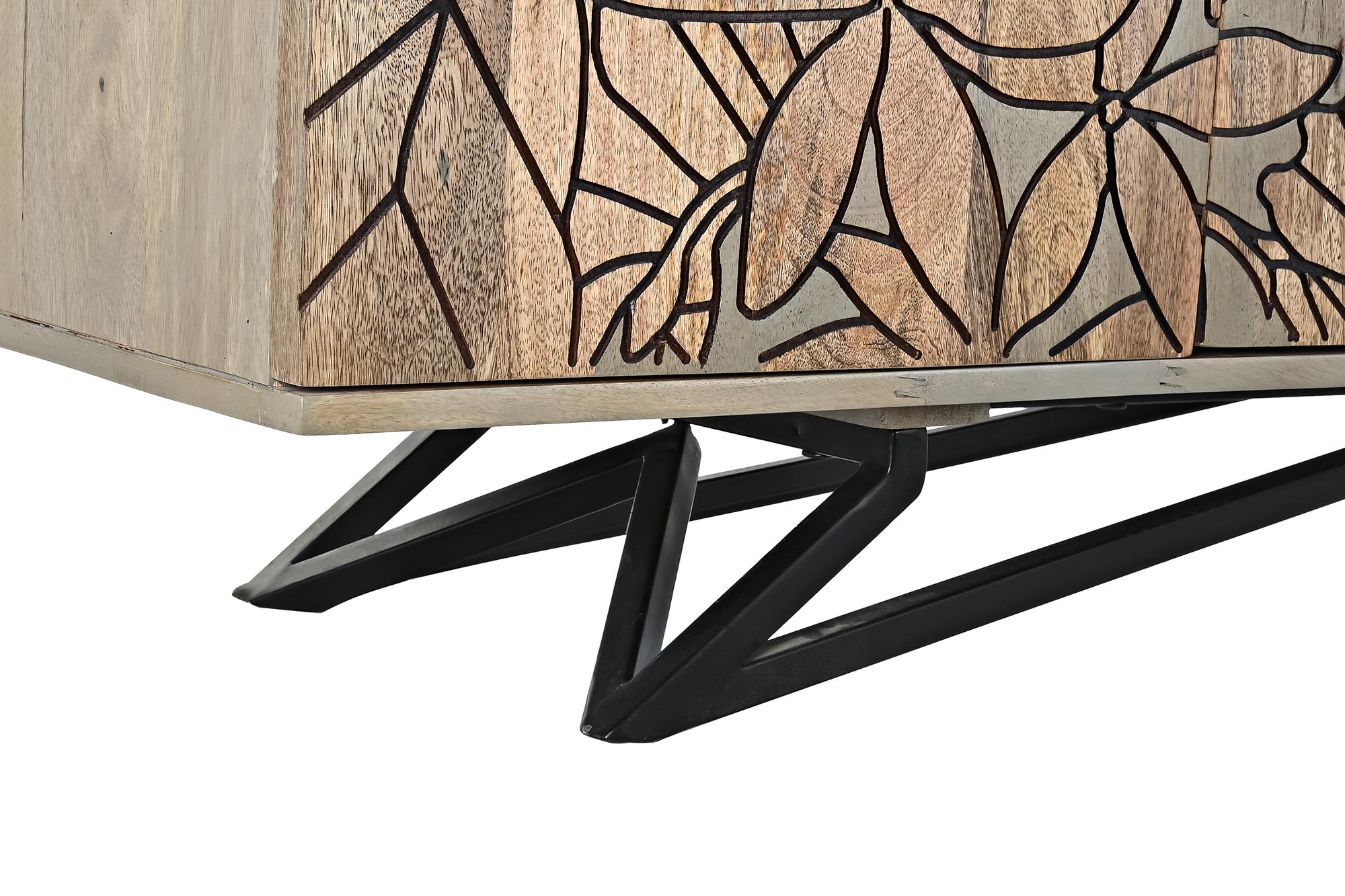 Buffet mango metal 177x45x74 flores gris