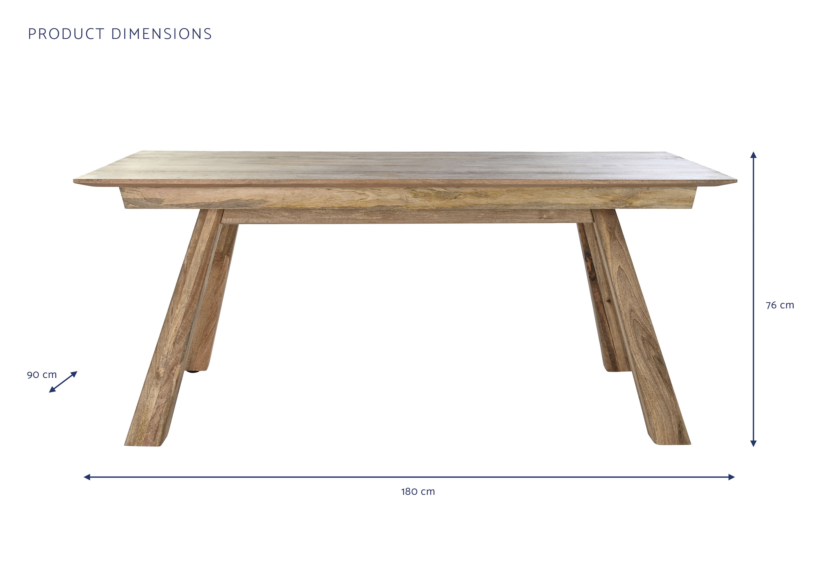 Mesa comedor mango 180x90x76 natural