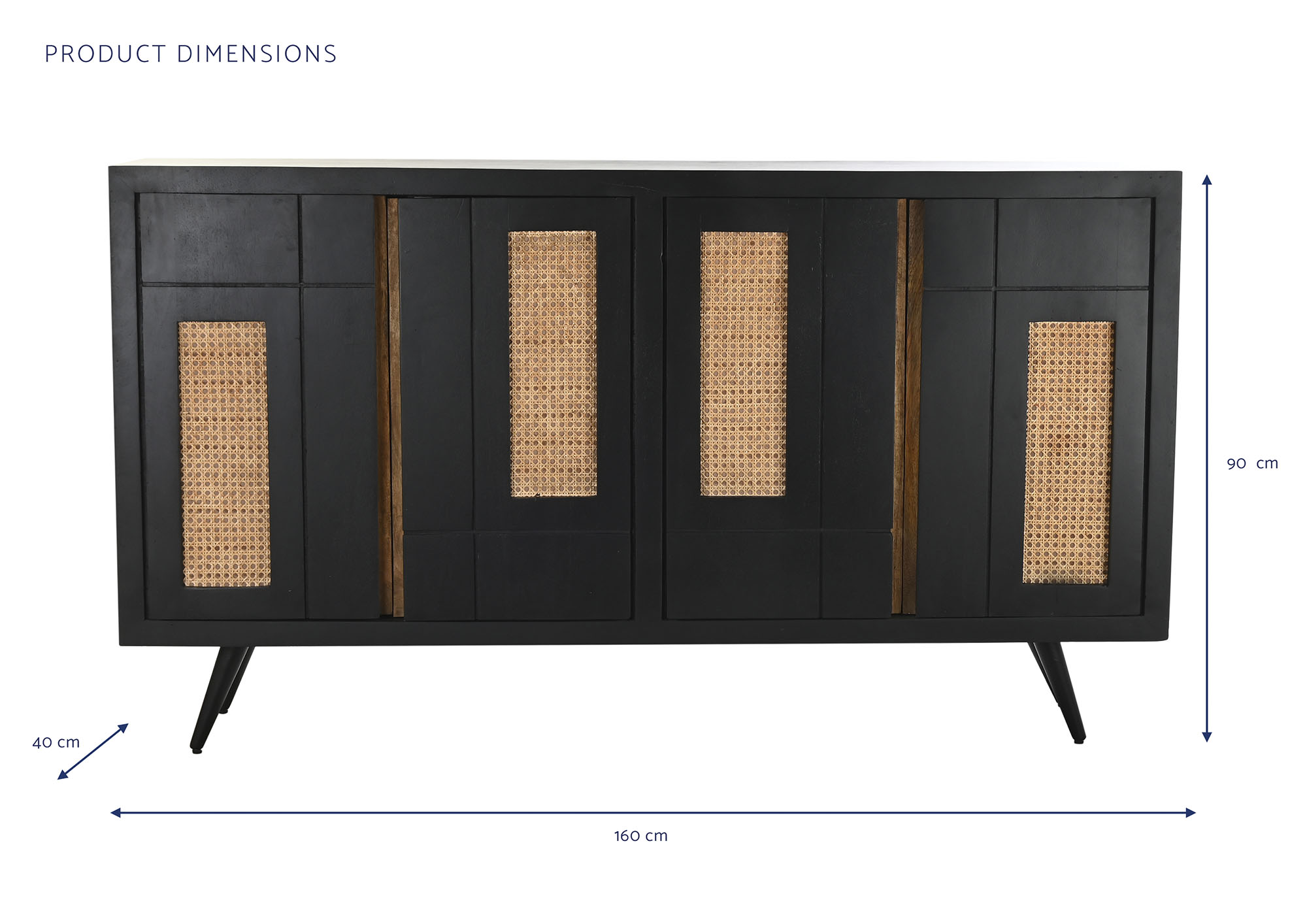 Buffet mango ratan 160x40x90 negro