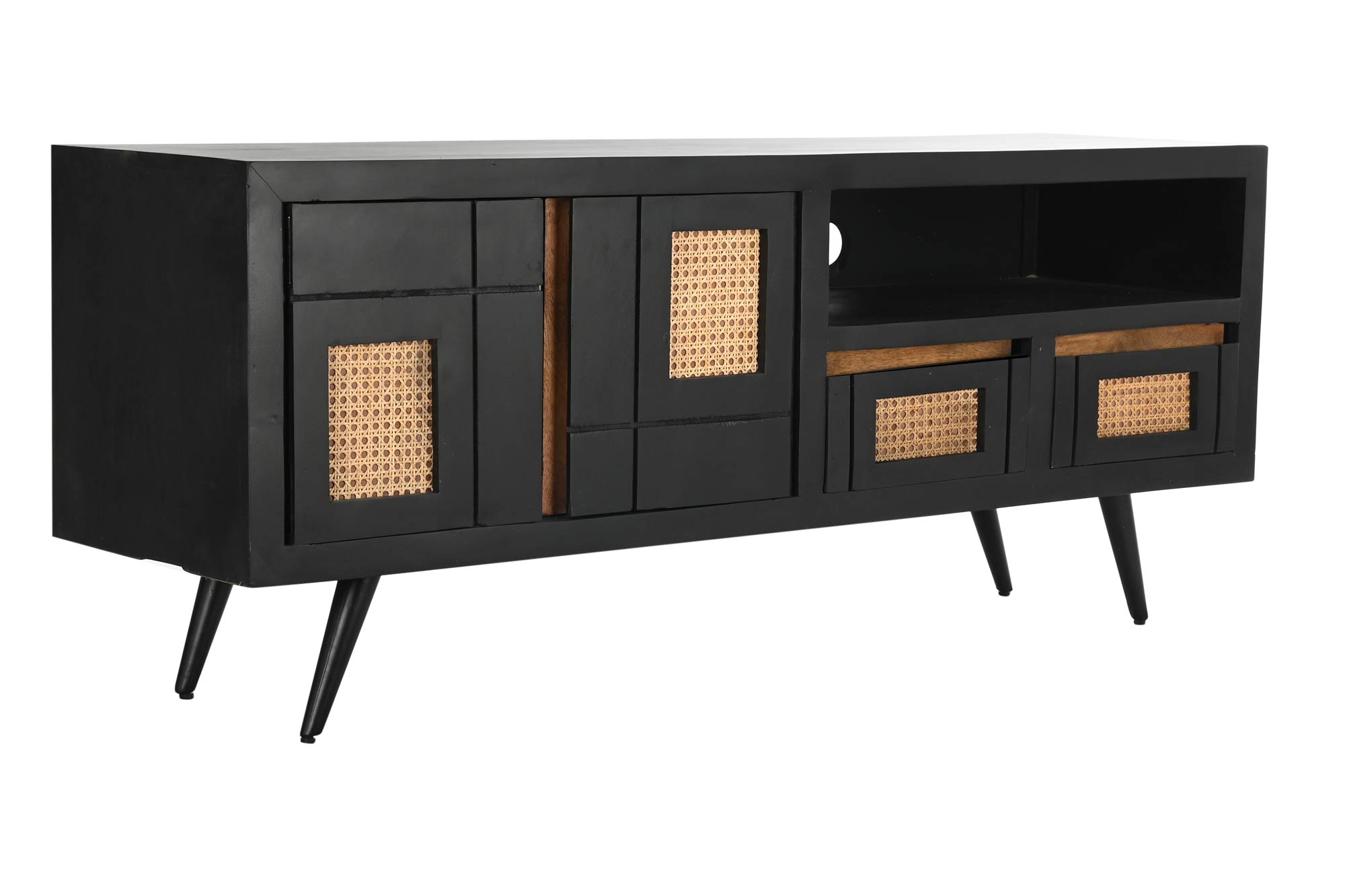 Mueble tv mango ratan 145,5x40,5x60 negro