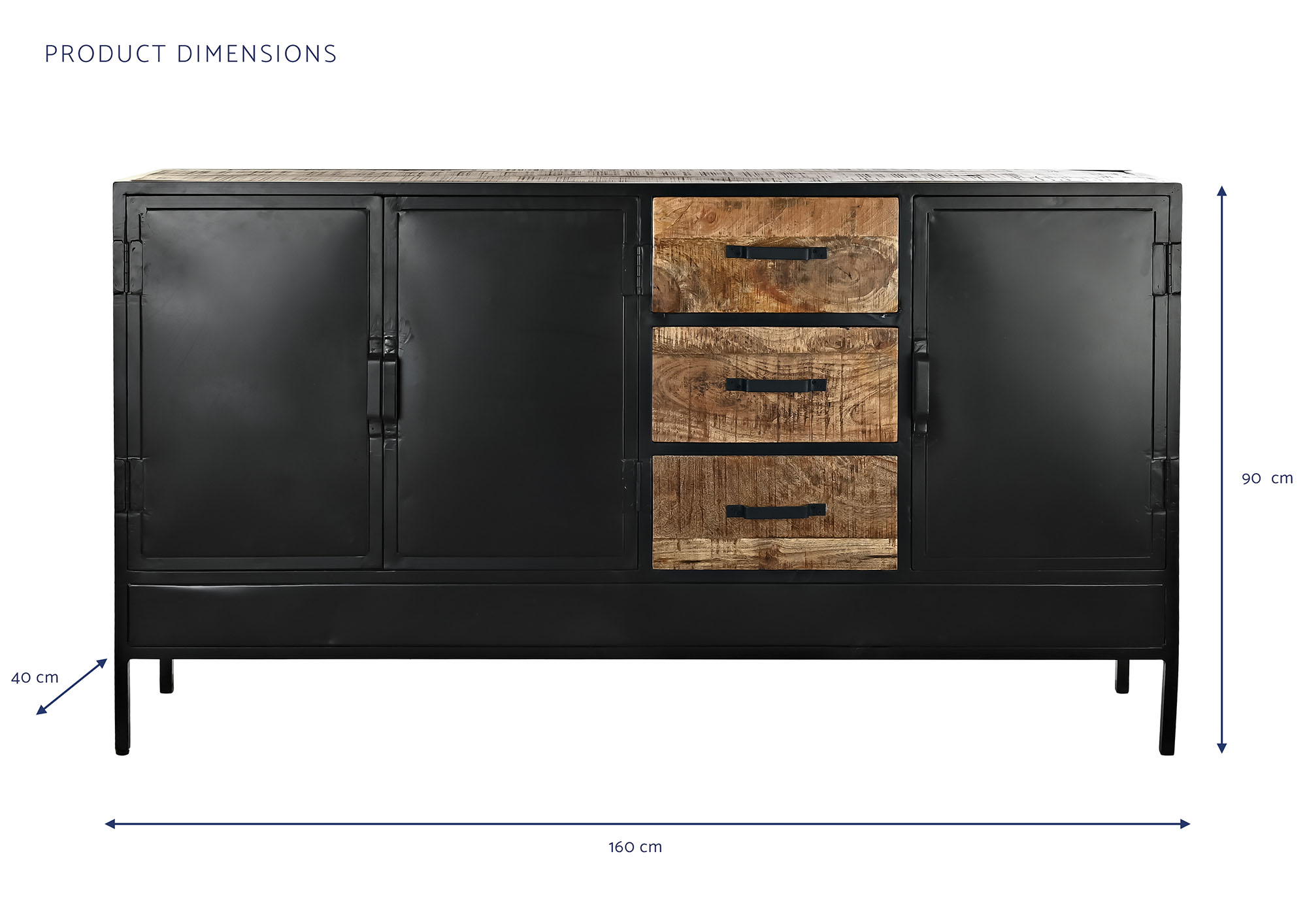 Buffet mango metal 160x40x90 marron