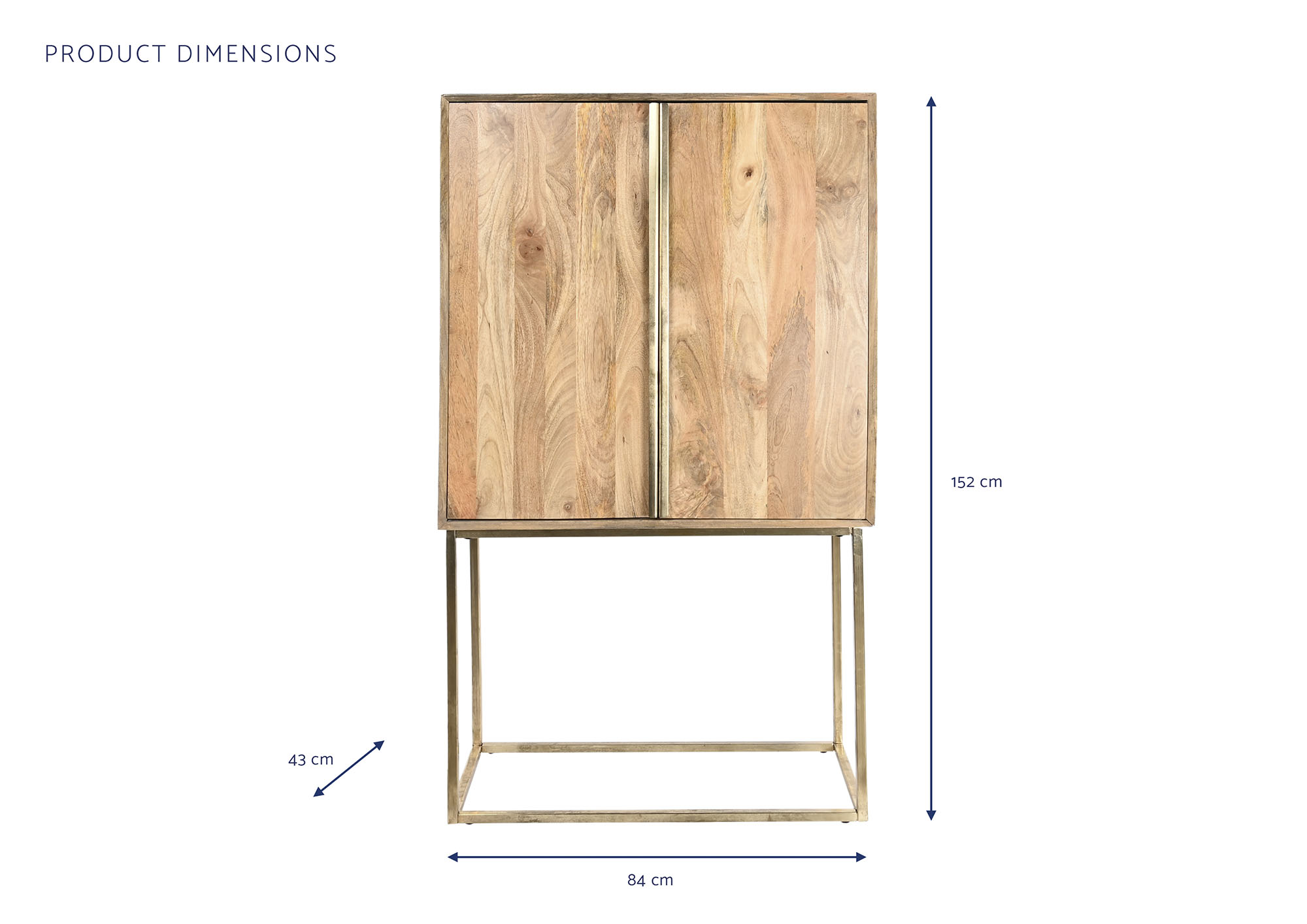 Aparador mango metal 84x43x152 marron claro