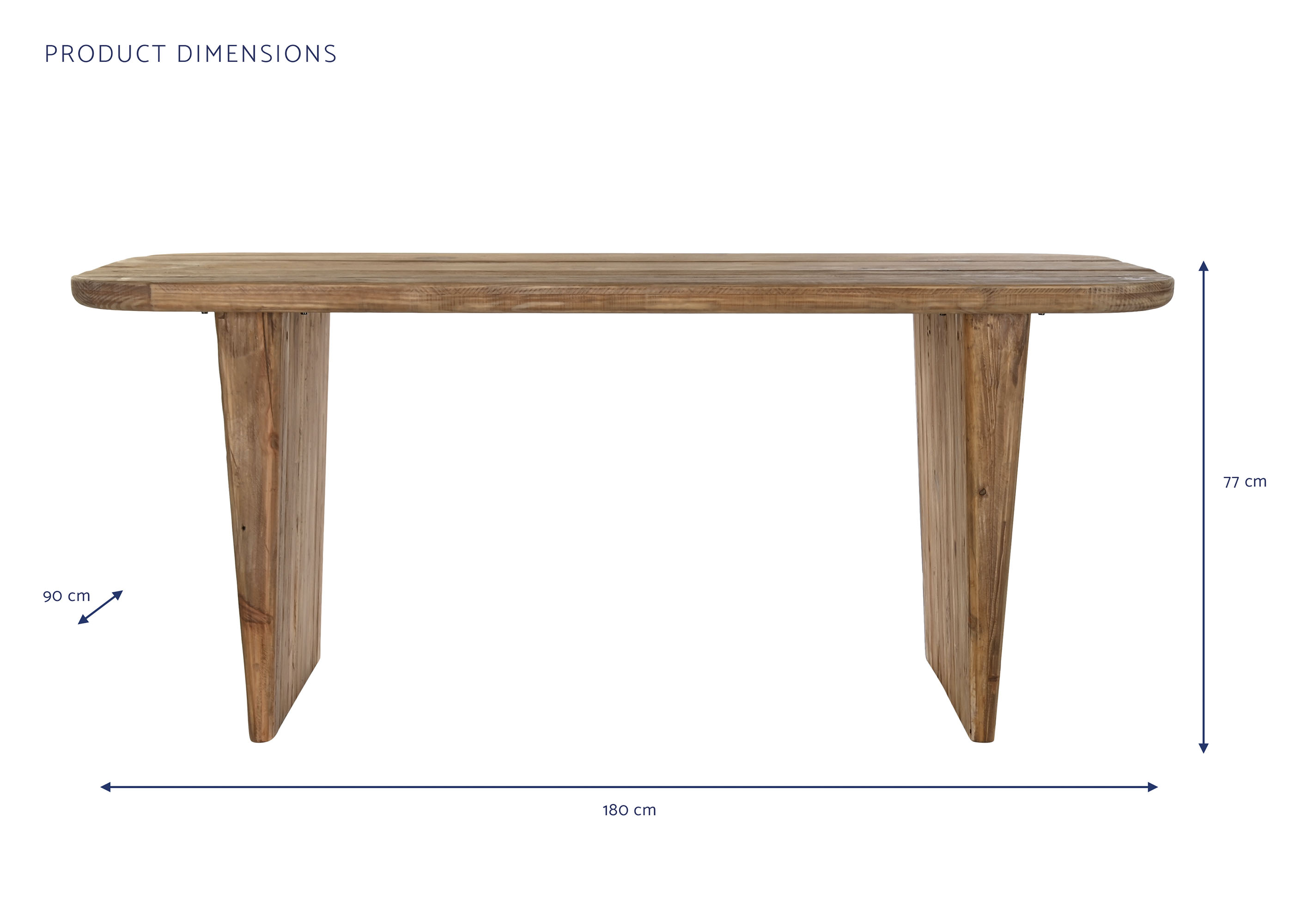 Mesa comedor madera reciclada pino 180x90x77
