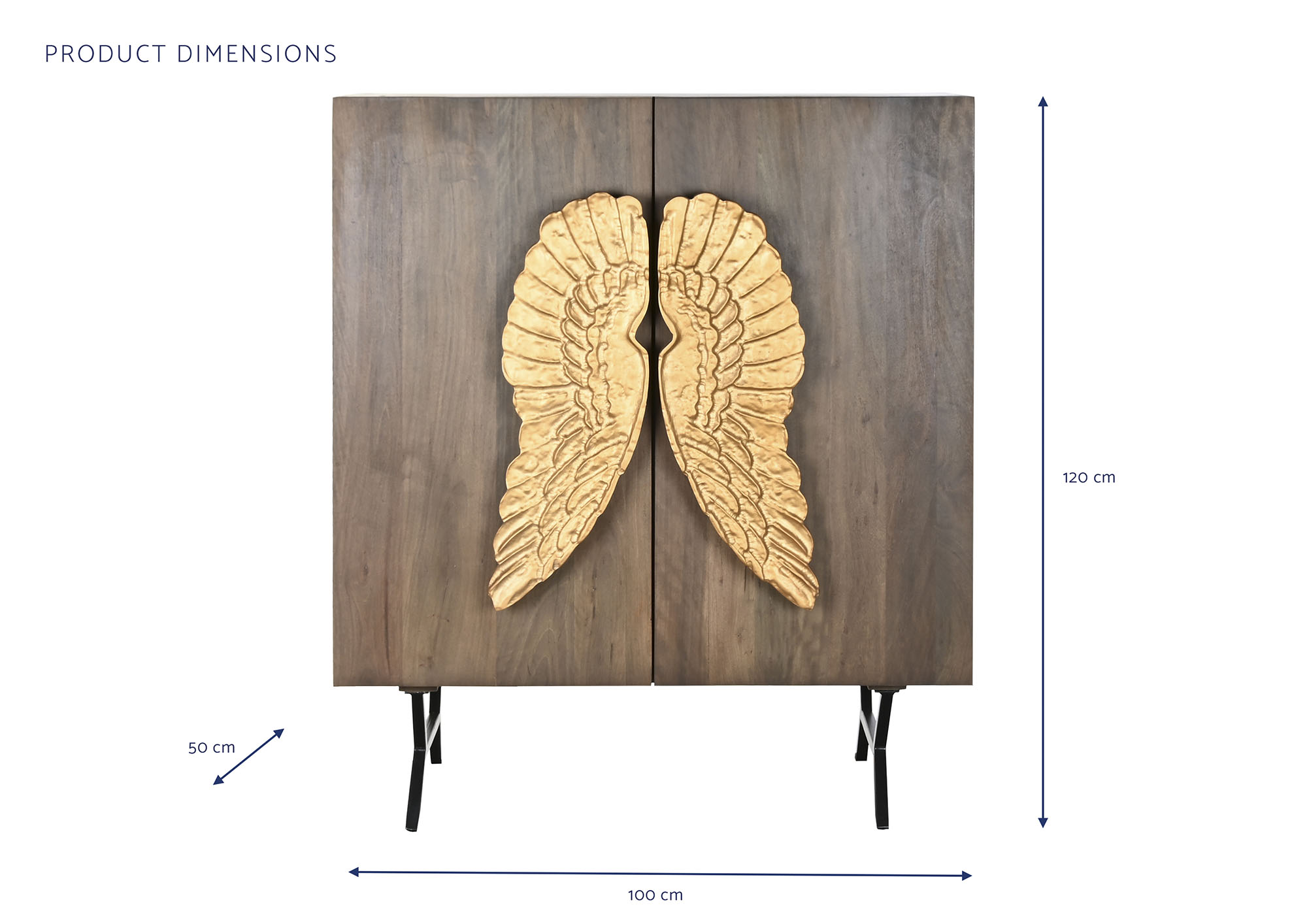 Aparador mango 100x50x120 alas dorado
