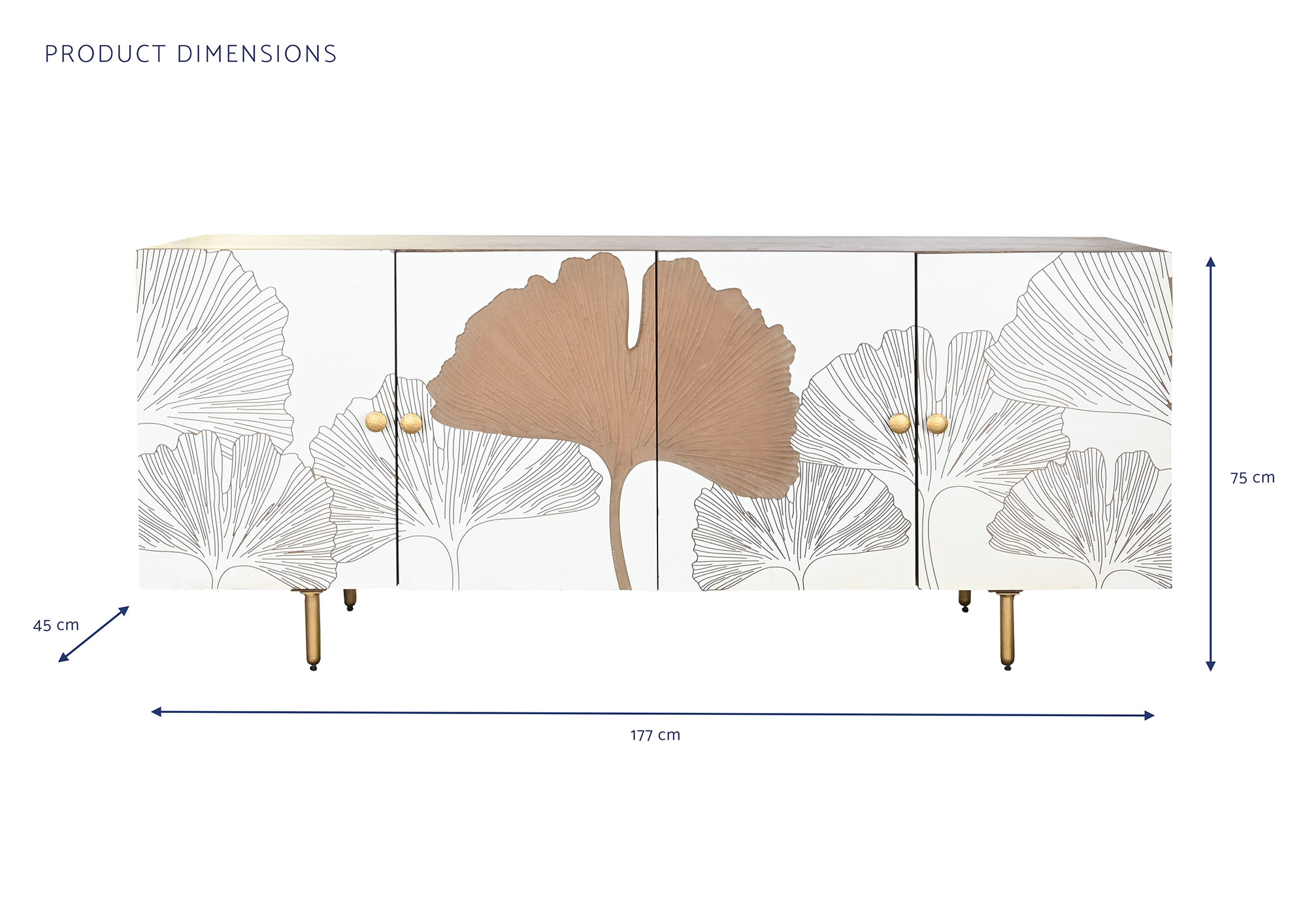 Buffet mango metal 177x45x75 hoja blanco
