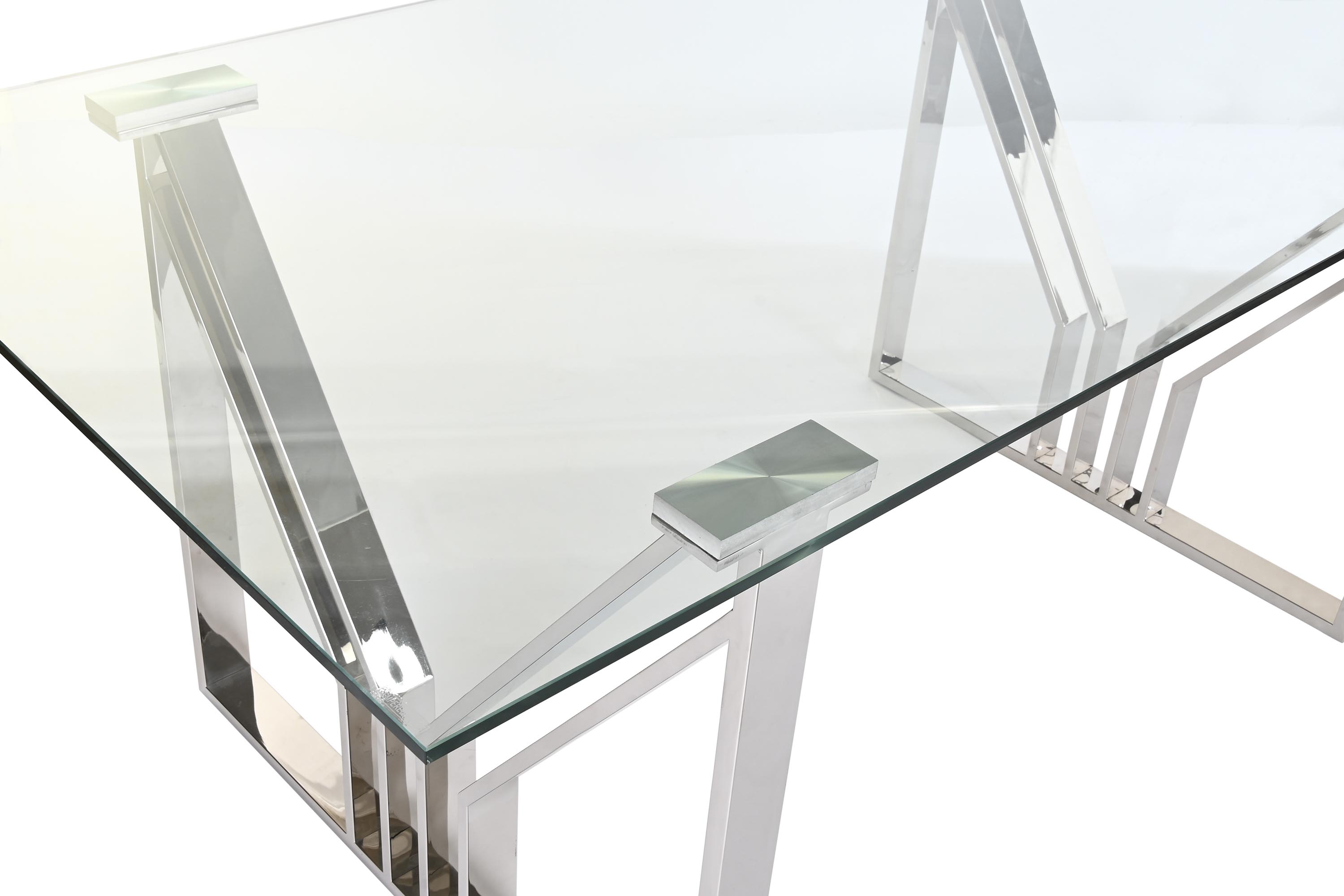 Mesa comedor acero cristal 180x90x75 cromado