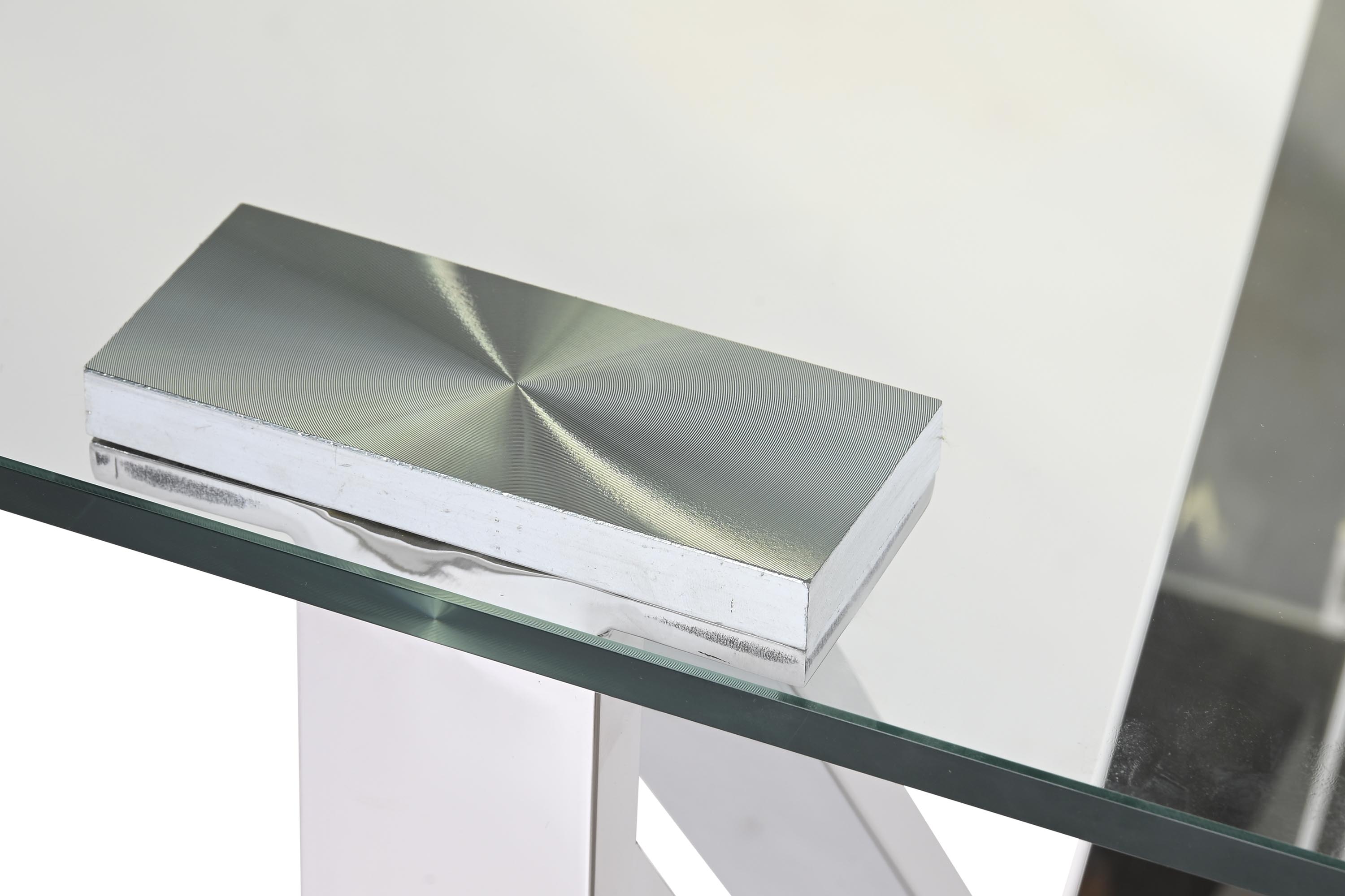 Mesa comedor acero cristal 180x90x75 cromado
