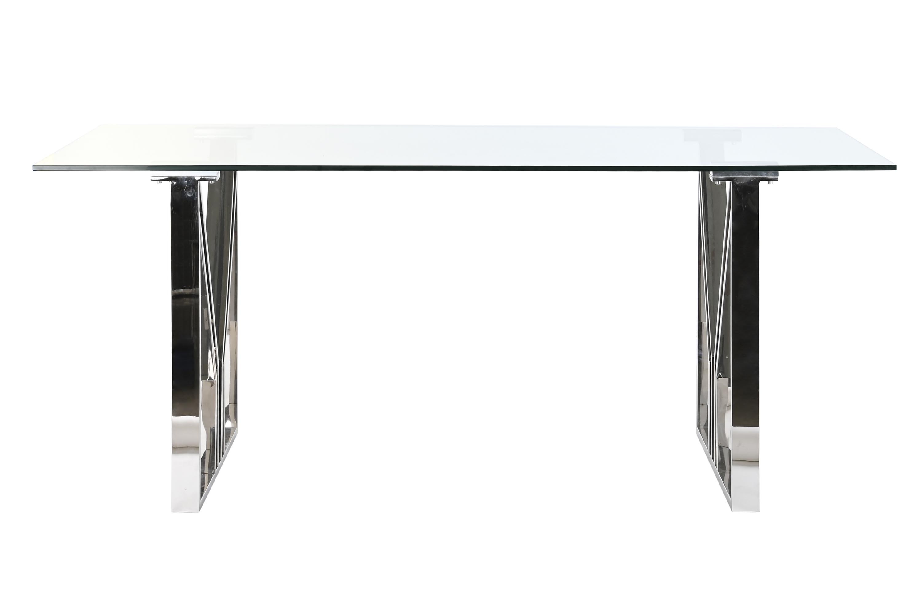 Mesa comedor acero cristal 180x90x75 cromado