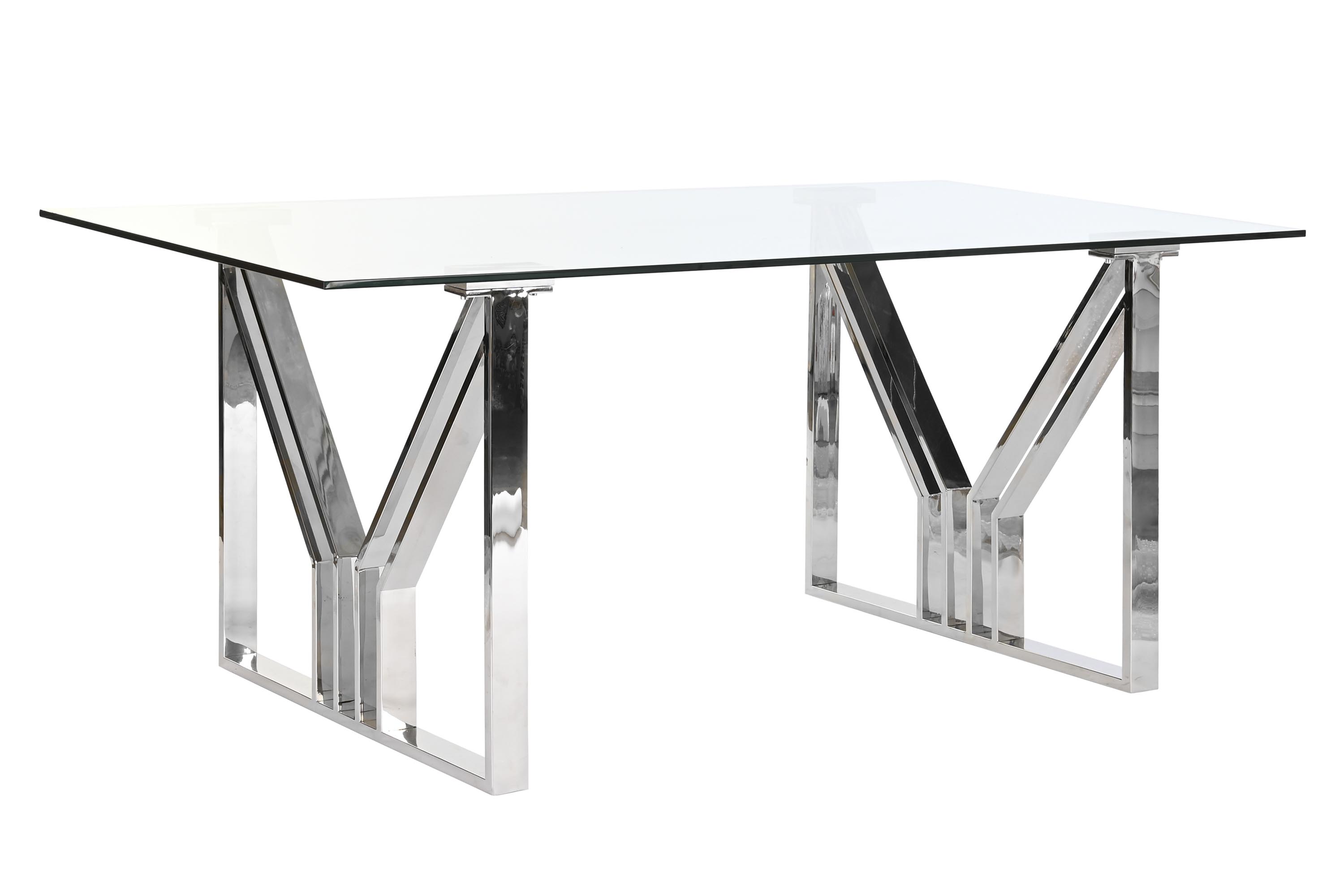 Mesa comedor acero cristal 180x90x75 cromado