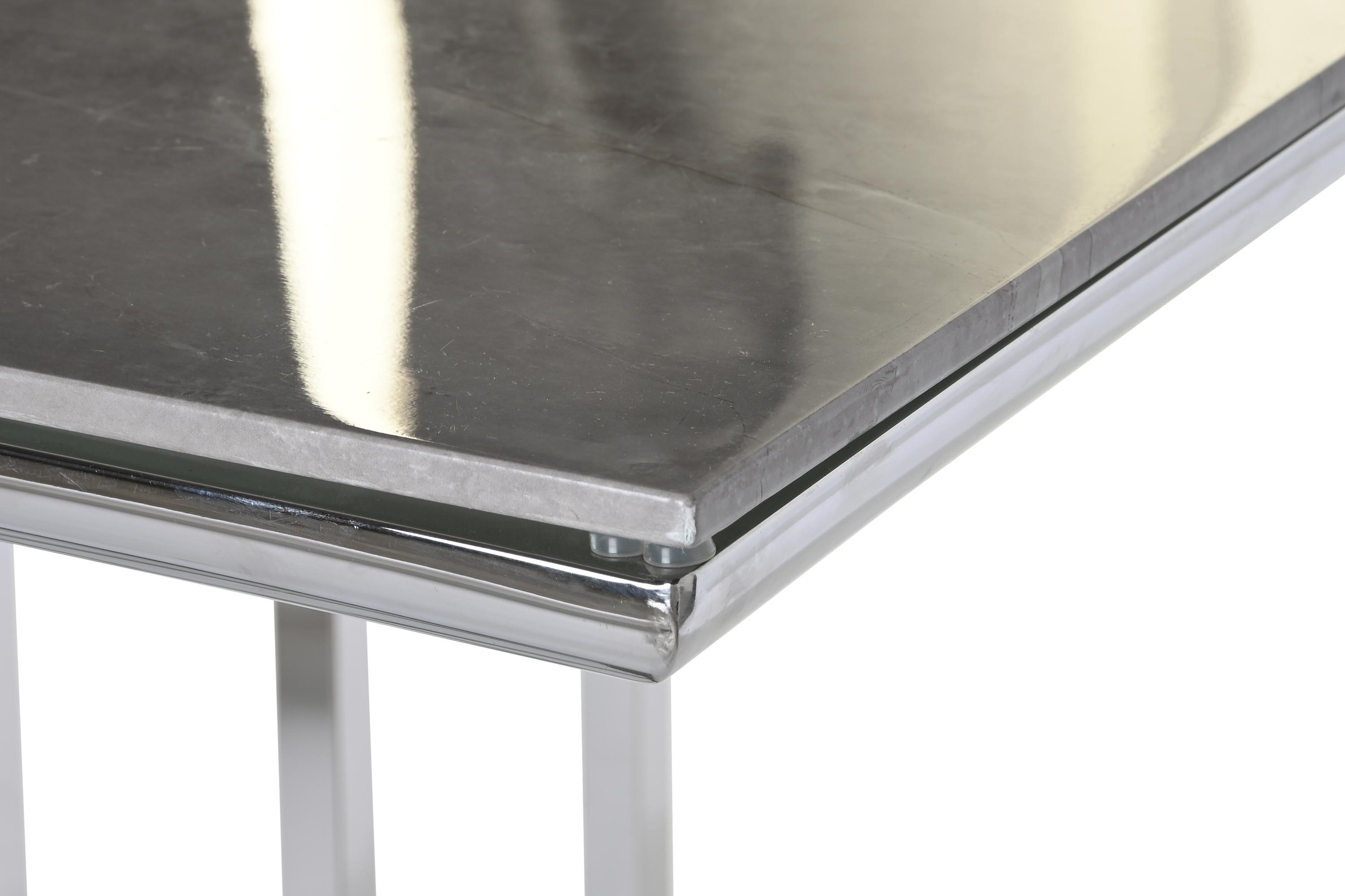 Mesa comedor acero cristal 180x90x75 simil marmol