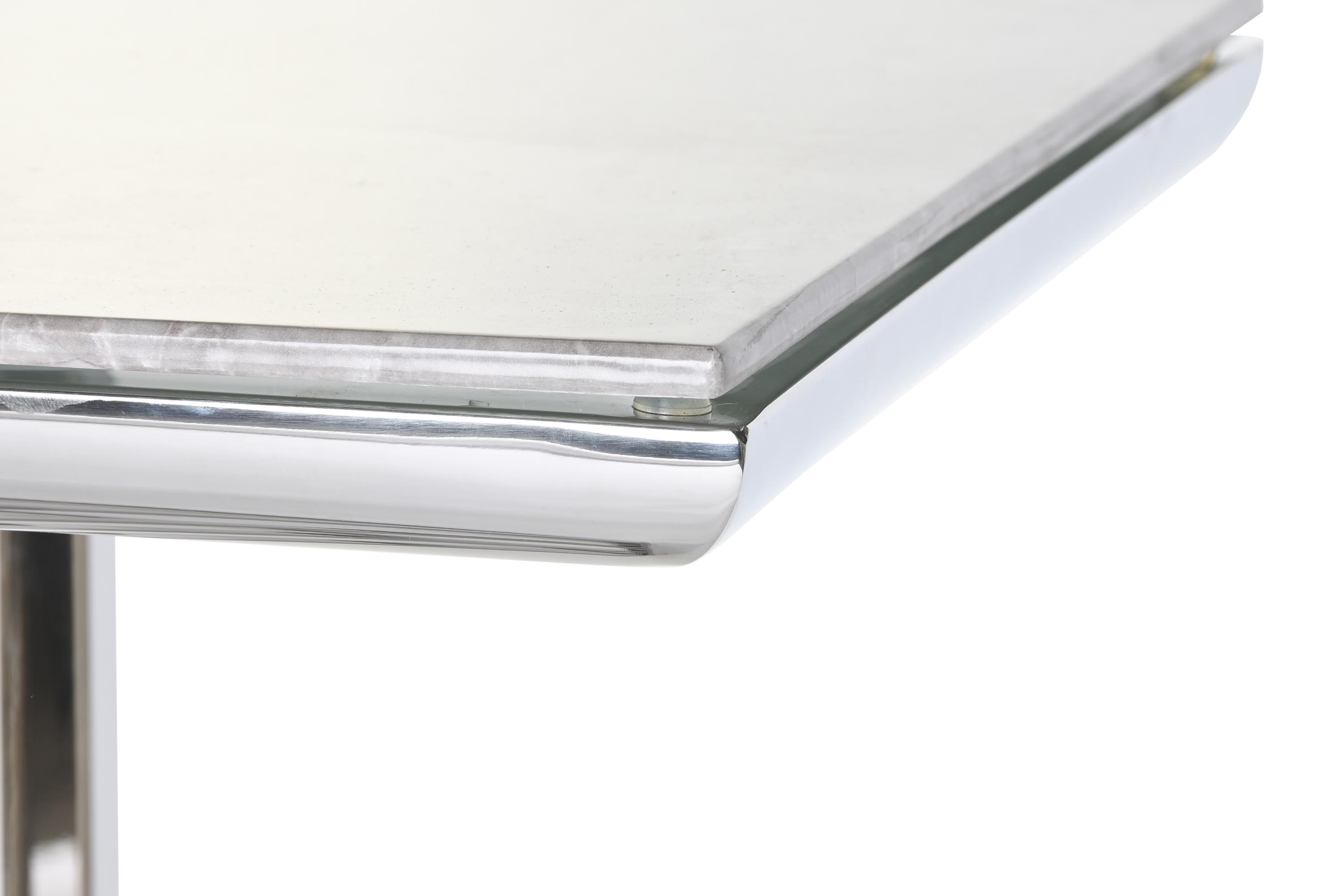 Consola acero cristal 120x40x78 simil marmol