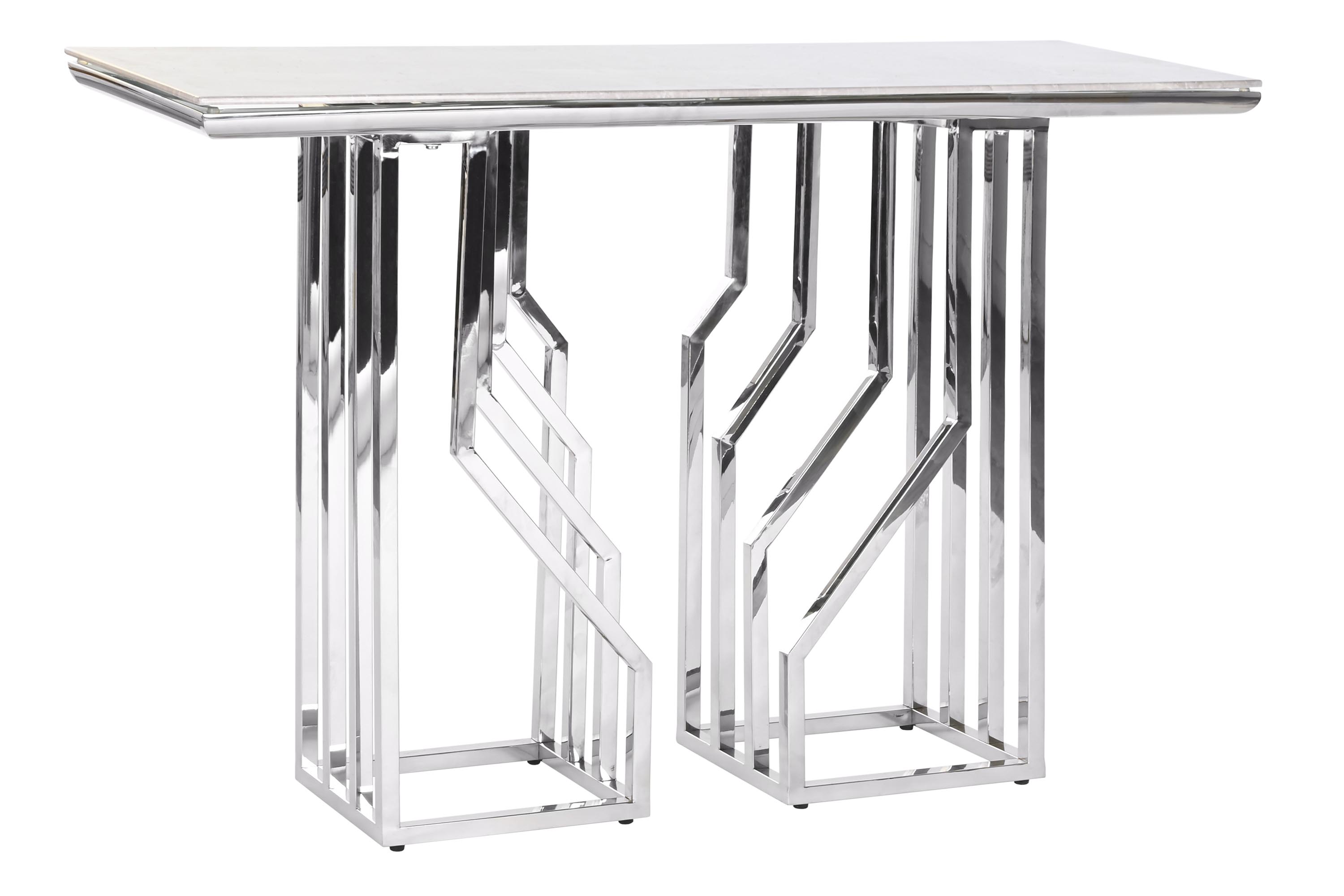 Consola acero cristal 120x40x78 simil marmol