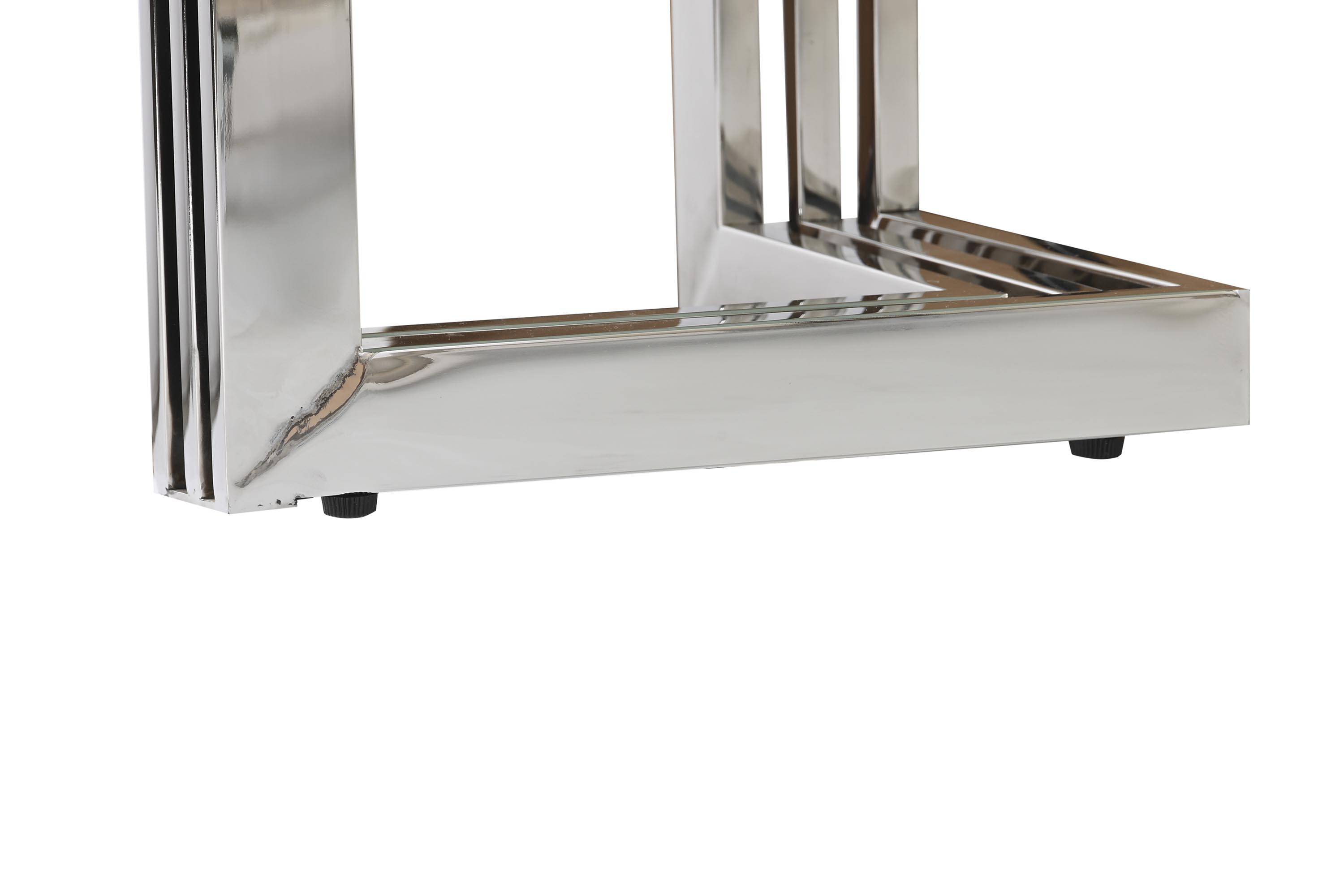 Mesa comedor acero cristal 180x90x76 simil marmol