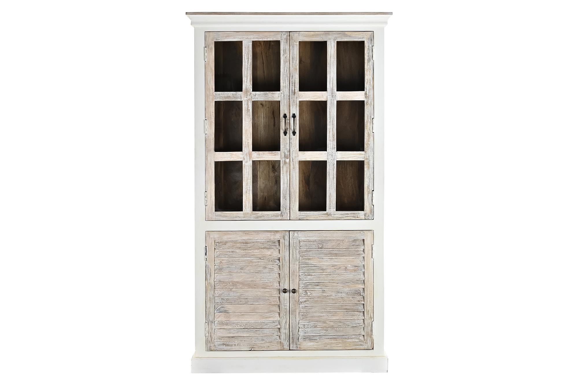 Lámpara Colgante Atmosphera - Diseño Con Cuentas De Cristal Y Base De Madera De Mango - Blanco, Diámetro 22.5 Cm