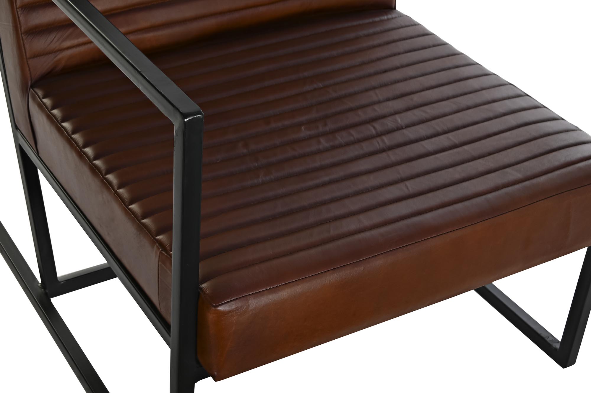 Butaca piel metal 75x89x90 marron