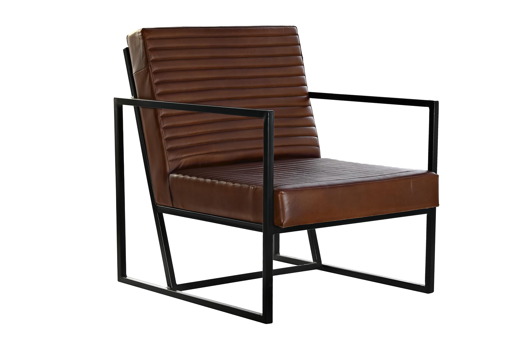 Butaca piel metal 75x89x90 marron
