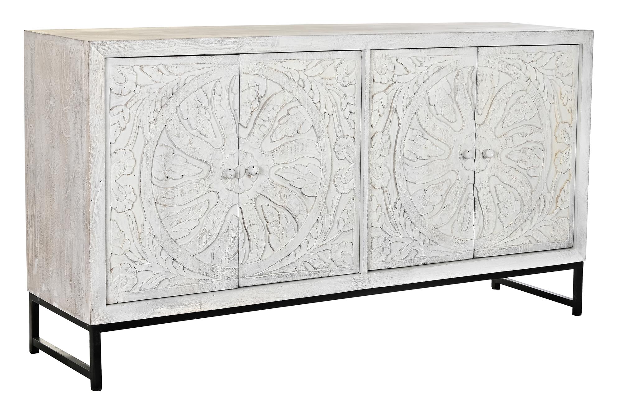 Buffet mango metal 150x38x80 mandala blanco