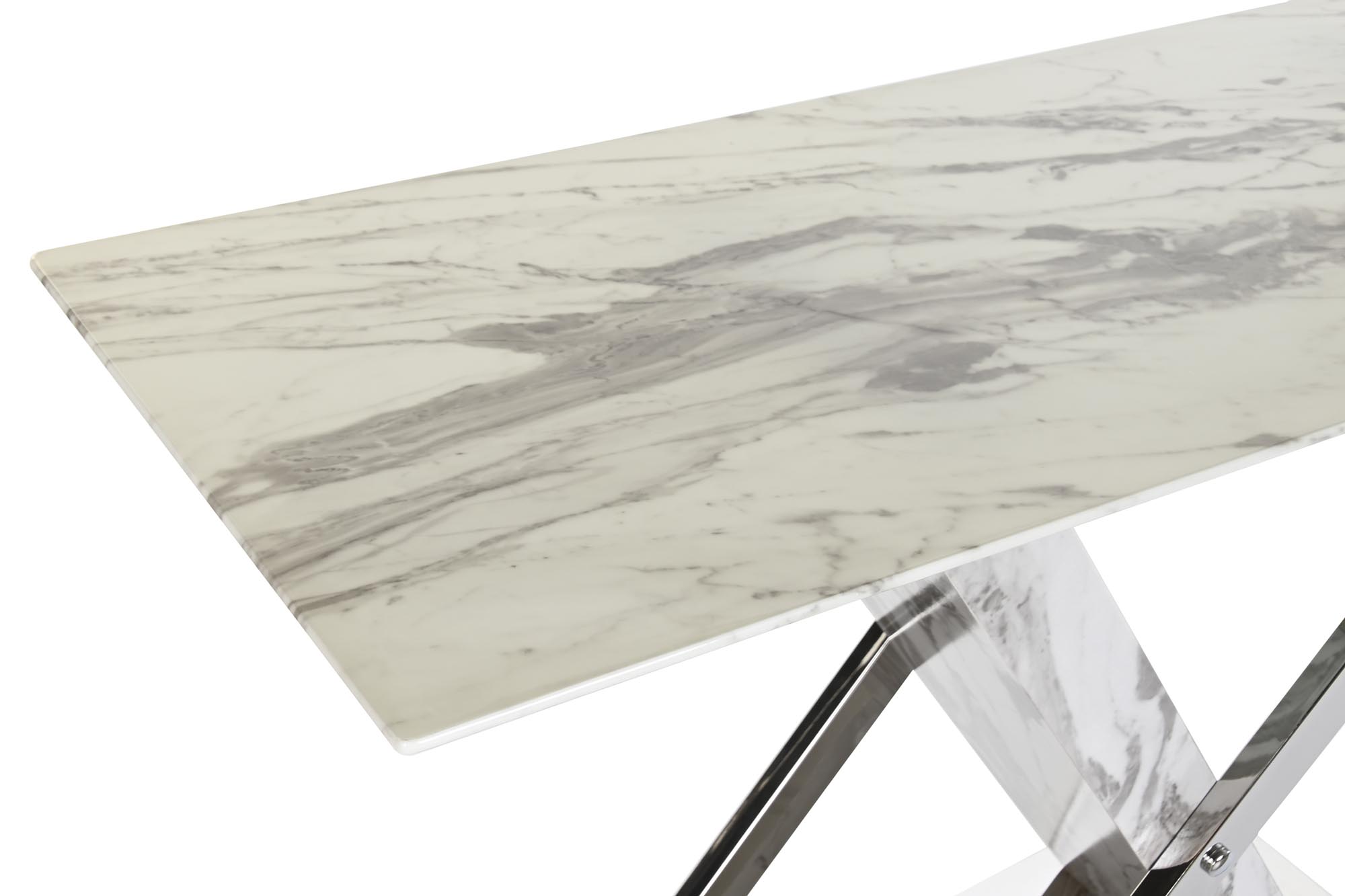 Consola acero cristal 120x40x75 simil marmol