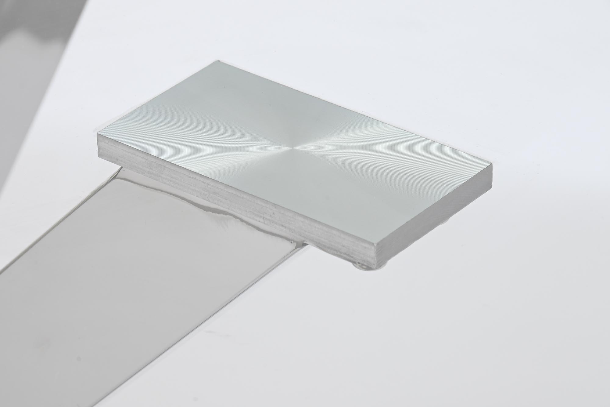 Mesa comedor acero cristal 110x110x76 plateado