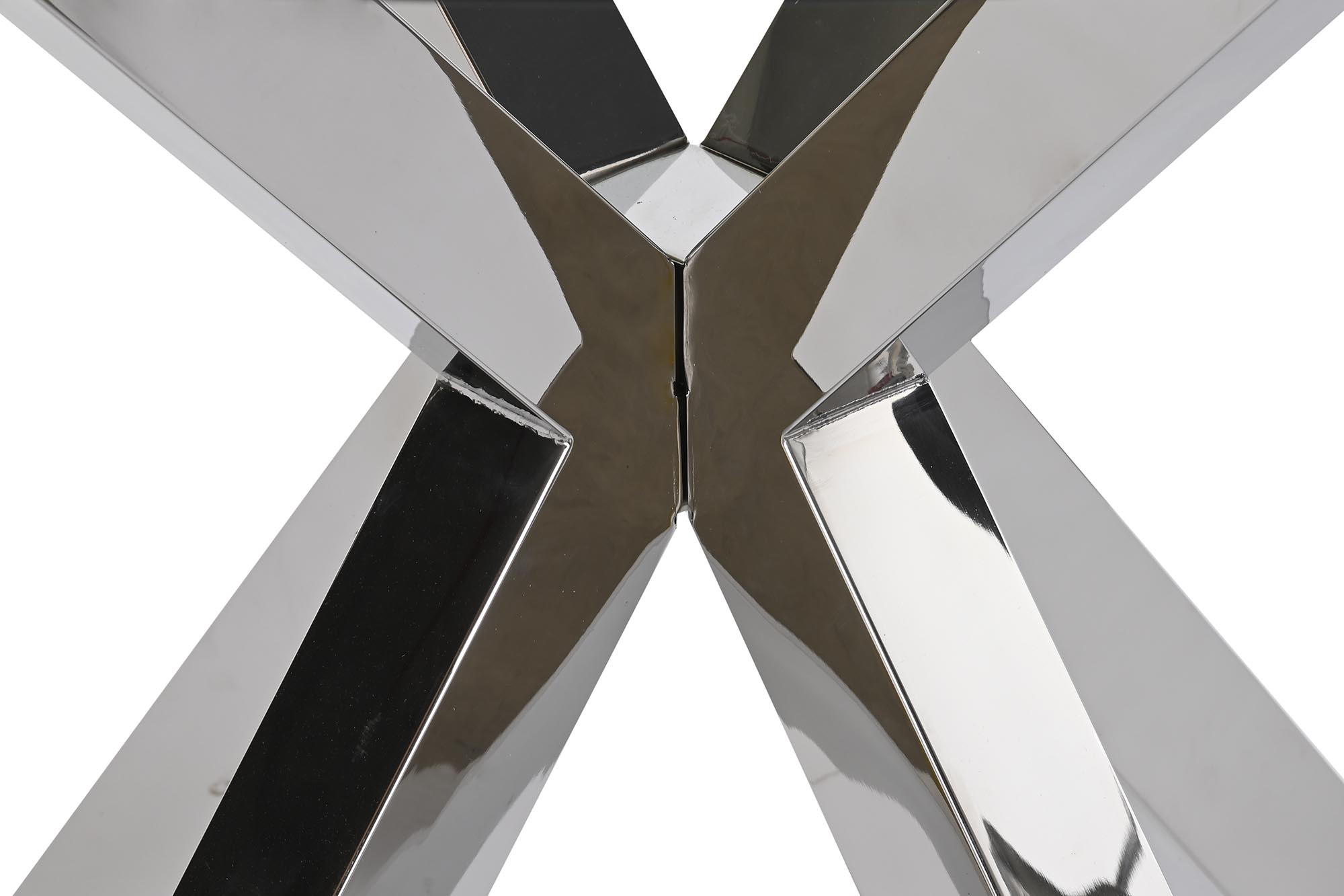 Mesa comedor acero cristal 110x110x76 plateado
