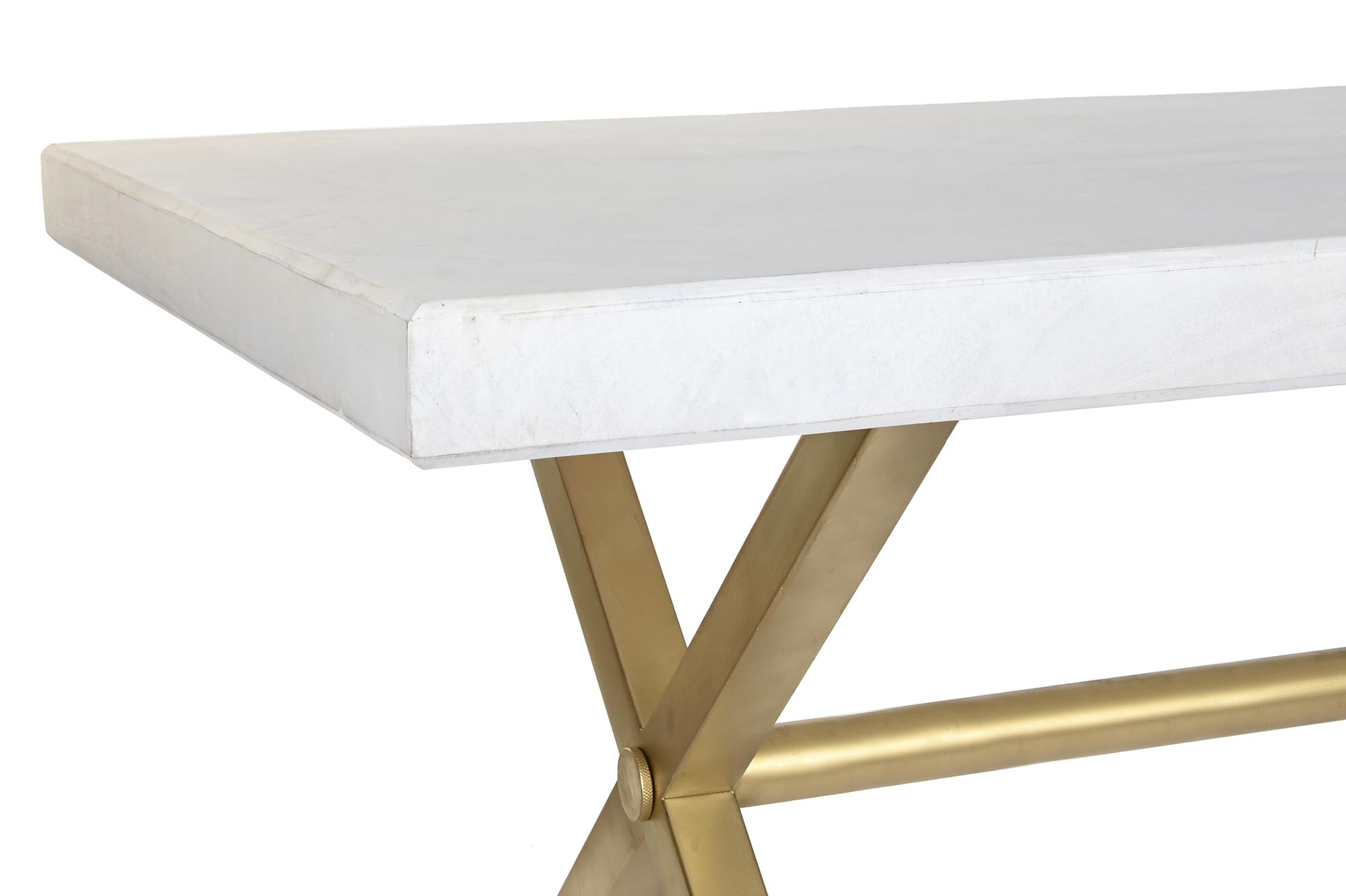 Mesa comedor mango laton 180x90x76 rombo blanco