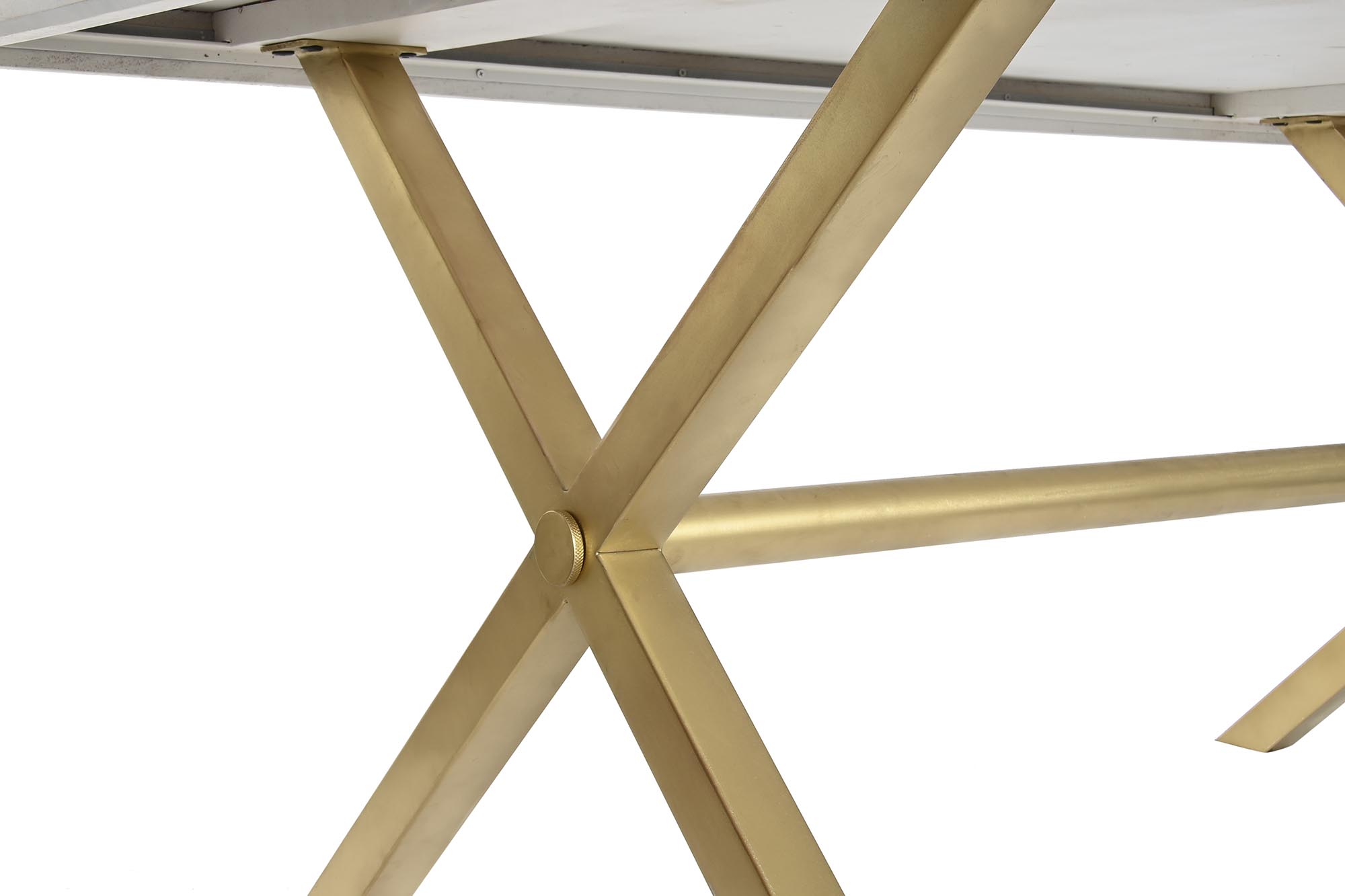 Mesa comedor mango laton 180x90x76 rombo blanco