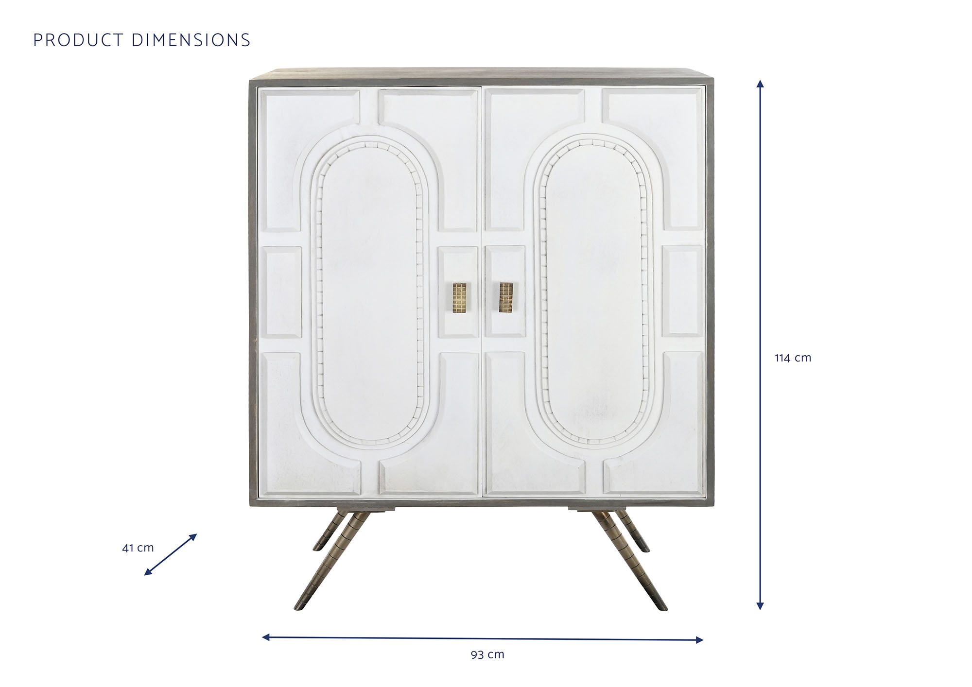 Aparador mango laton 93x41x114 rombo blanco