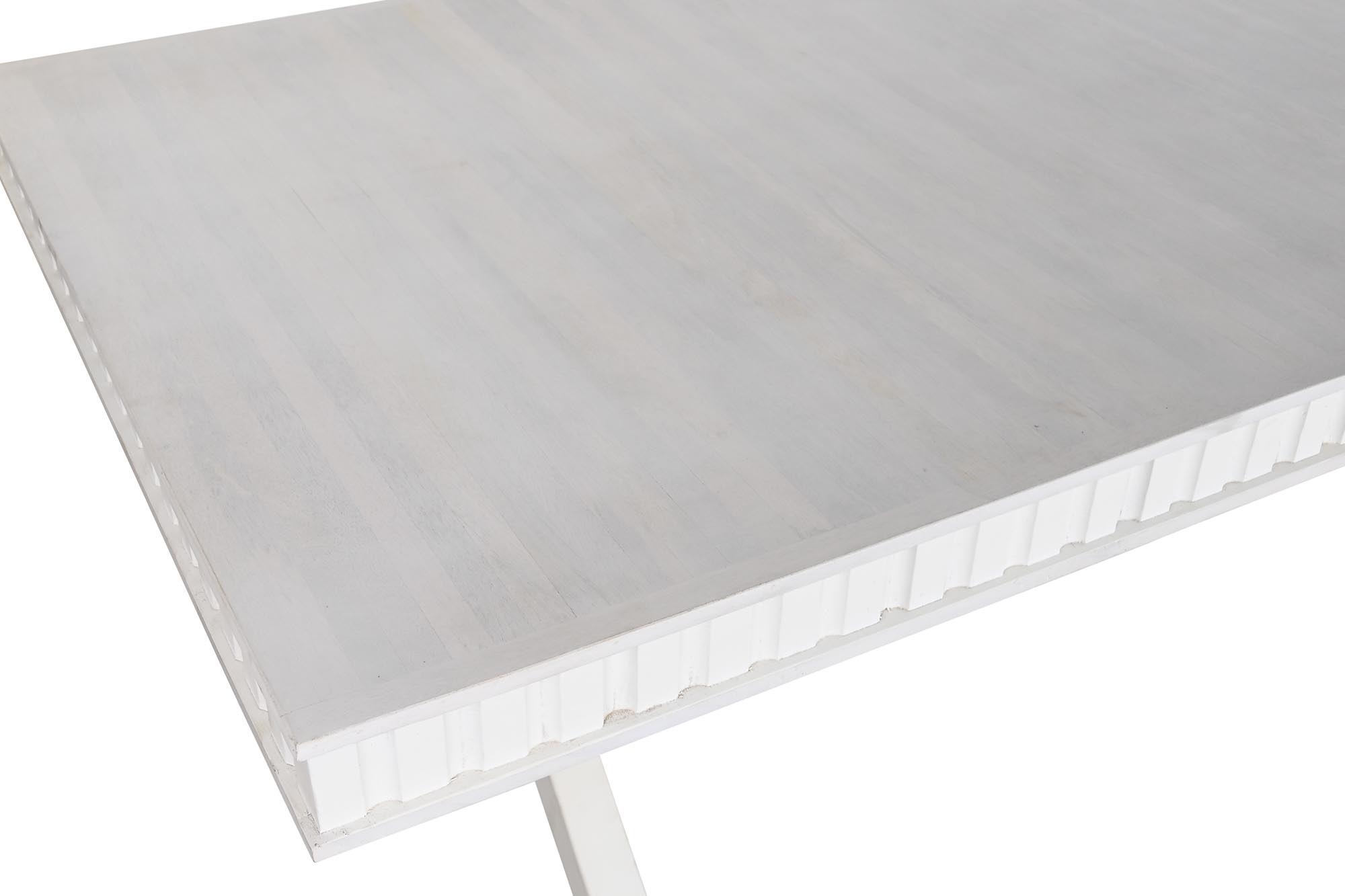 Mesa comedor mango metal 180x90x76 rombo blanco