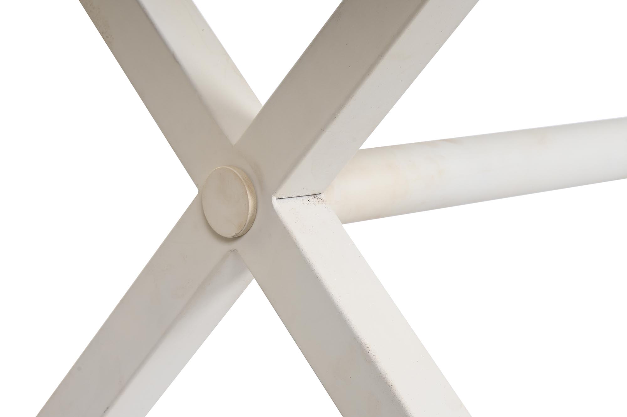 Mesa comedor mango metal 180x90x76 rombo blanco