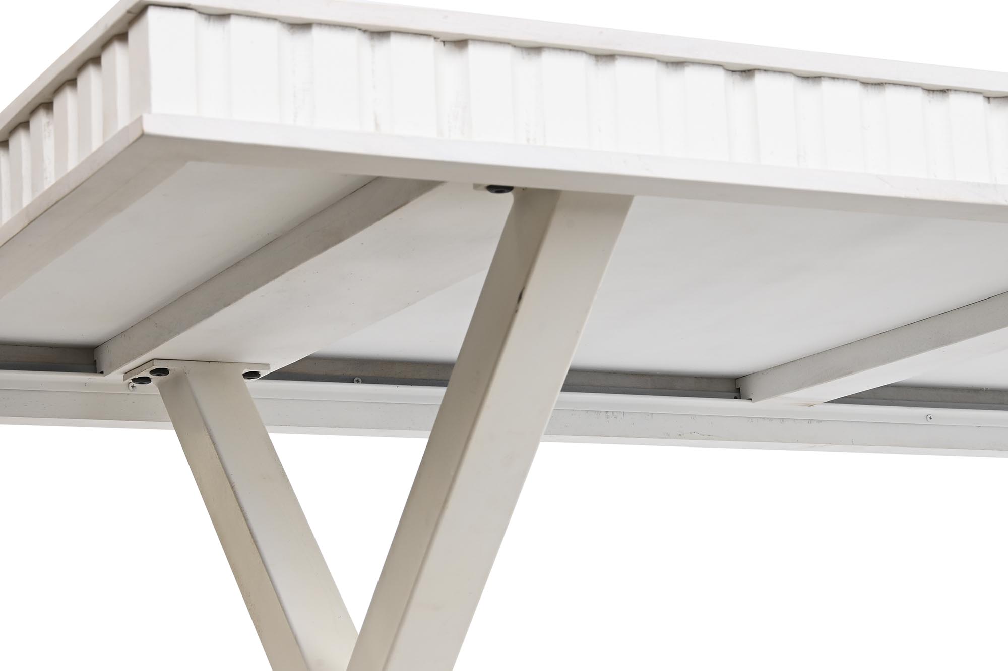 Mesa comedor mango metal 180x90x76 rombo blanco